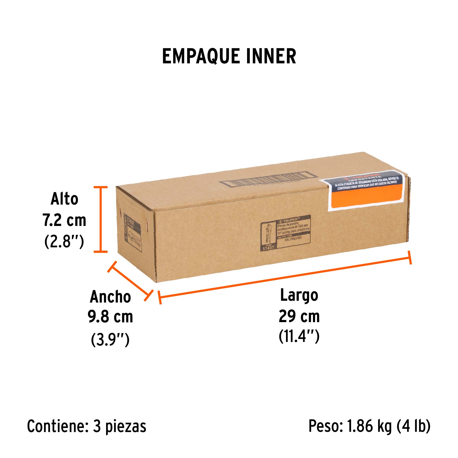 Pinza de presión 10" mordaza recta mango de vinil, TRUPER TRUPER