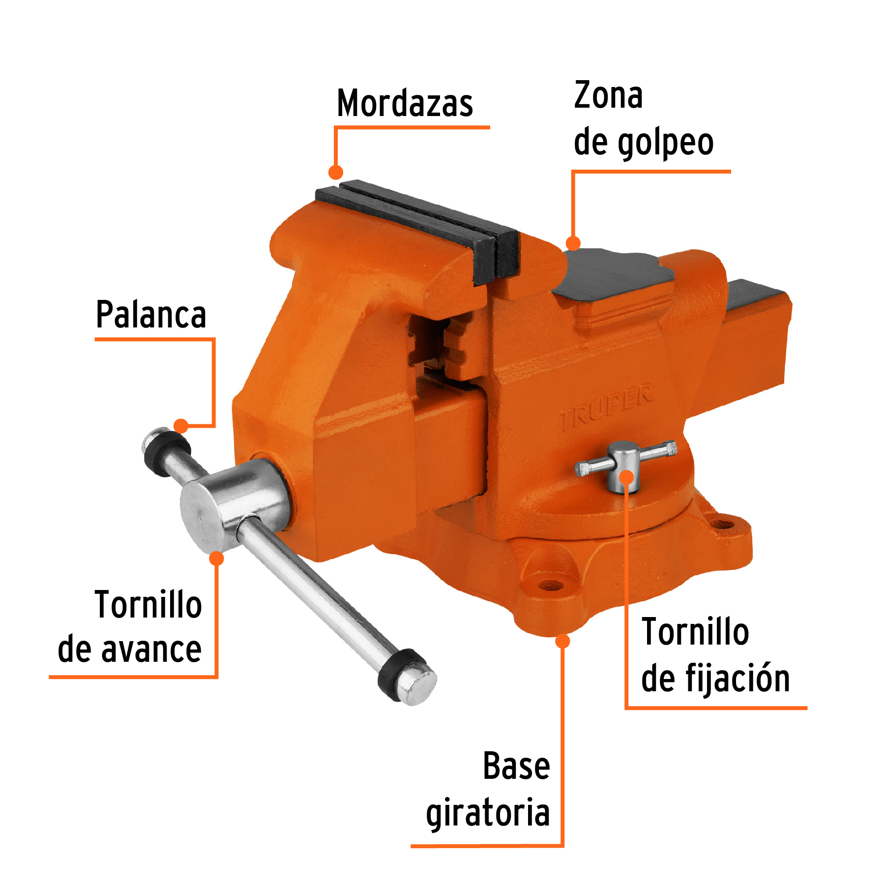 Tornillo de banco 5" uso industrial de hierro nodular TRUPER