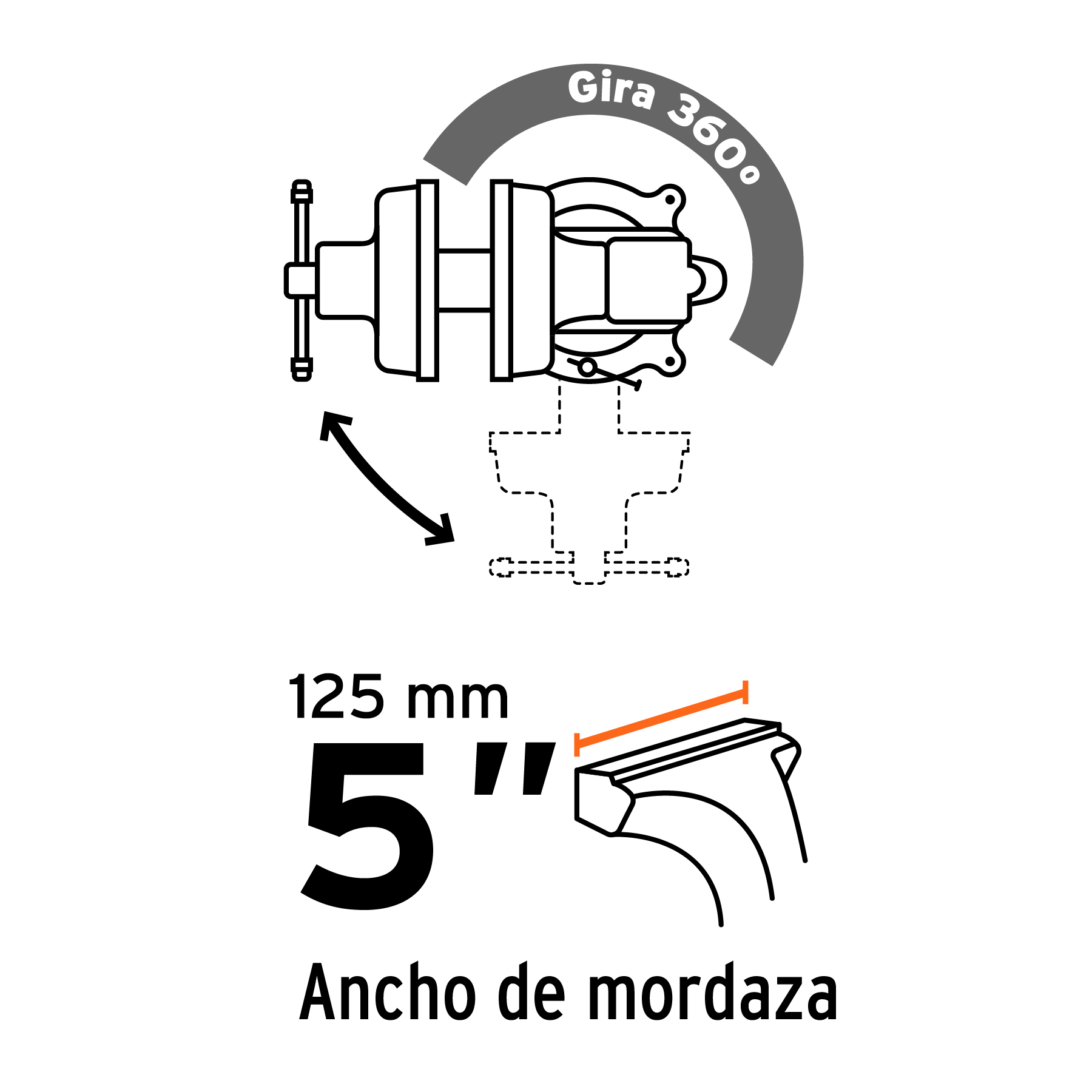 Tornillo de banco 5" uso industrial de hierro nodular TRUPER