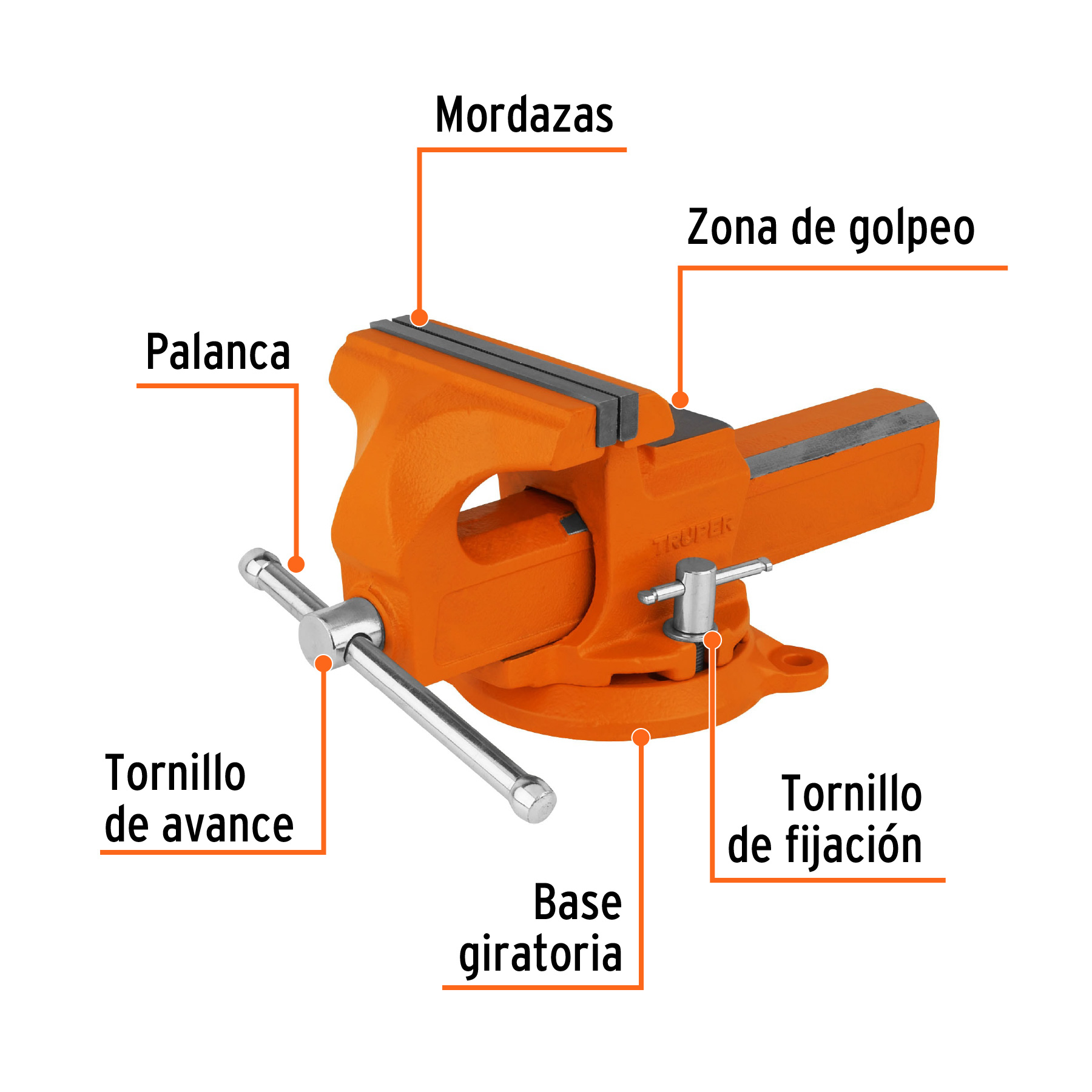Tornillo de banco 6" tipo europeo de hierro nodular, TRUPER TRUPER