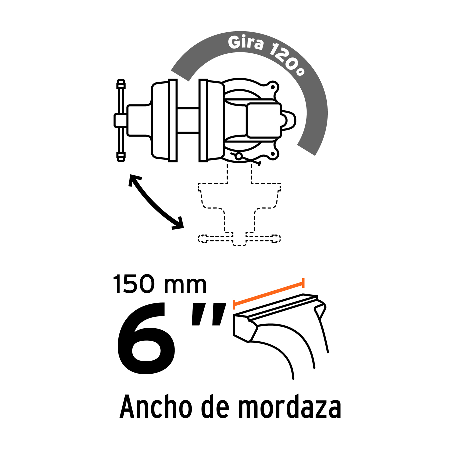Tornillo de banco 6" tipo europeo de hierro nodular, TRUPER TRUPER