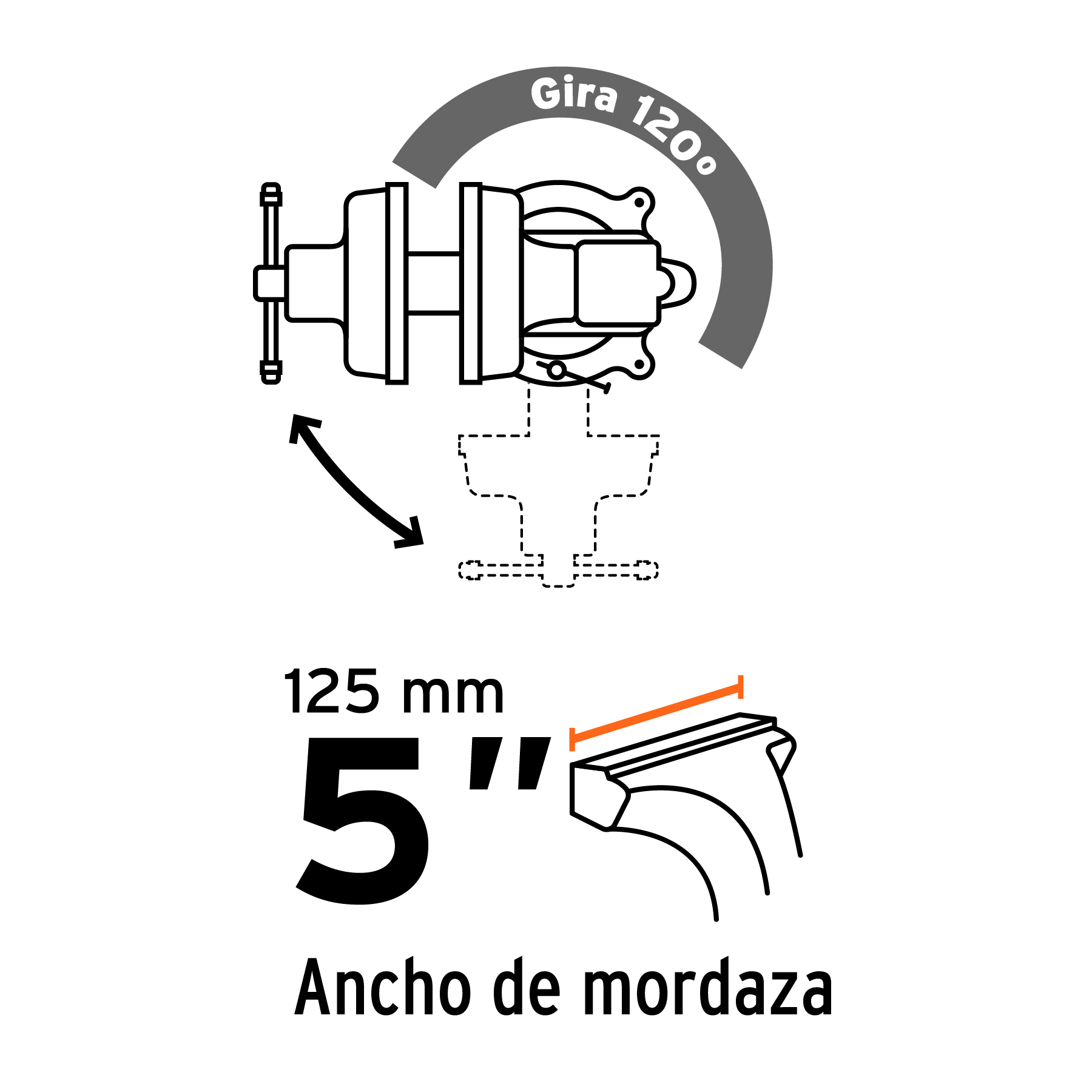 Tornillo de banco 5" tipo europeo de hierro nodular, TRUPER TRUPER