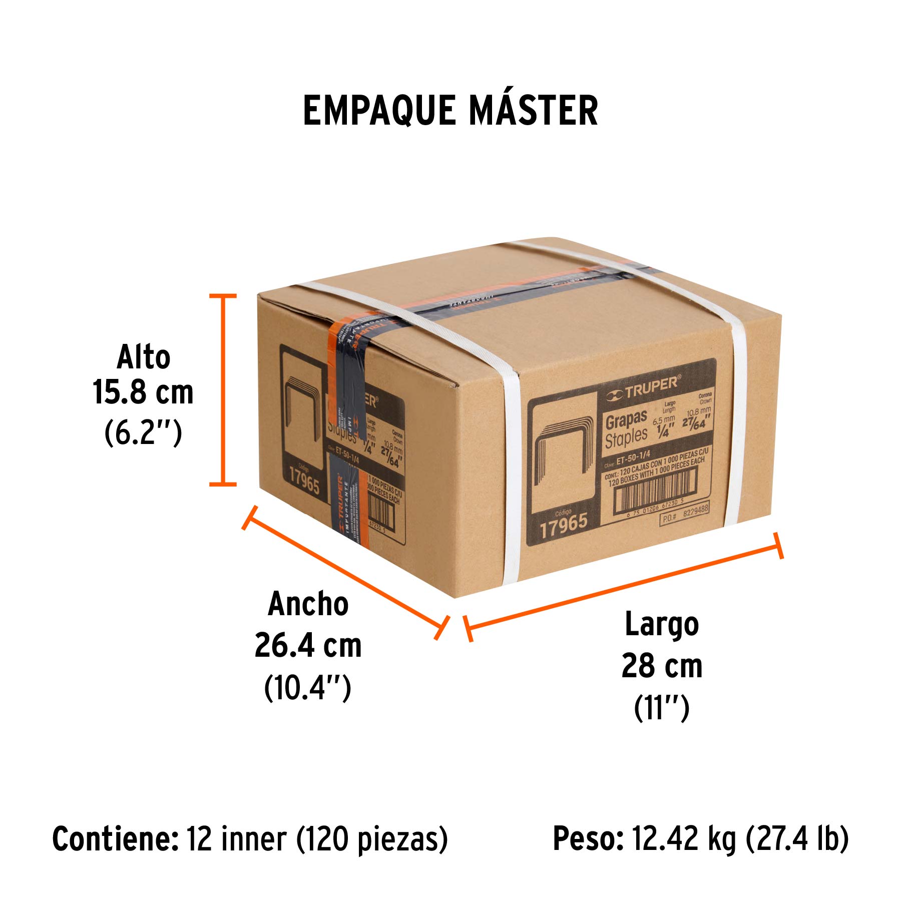 1000 grapas 1/4" corona 10.6mm, para ET-50X, ET-50 y EM-50 TRUPER