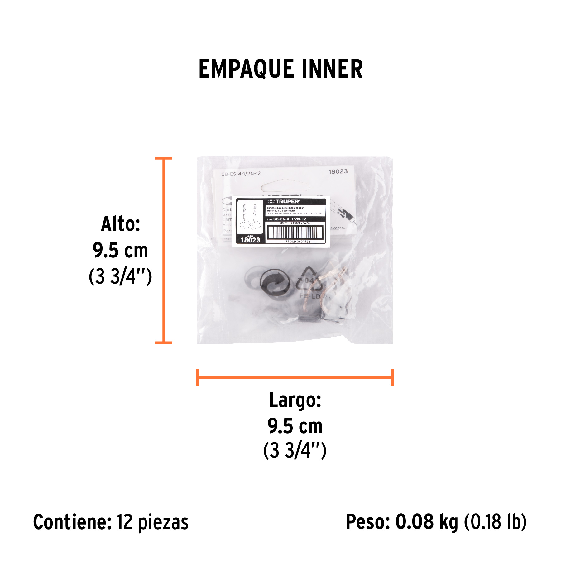 Bolsa con 2 carbones de repuesto para ESMA-4-1/2N, TRUPER TRUPER