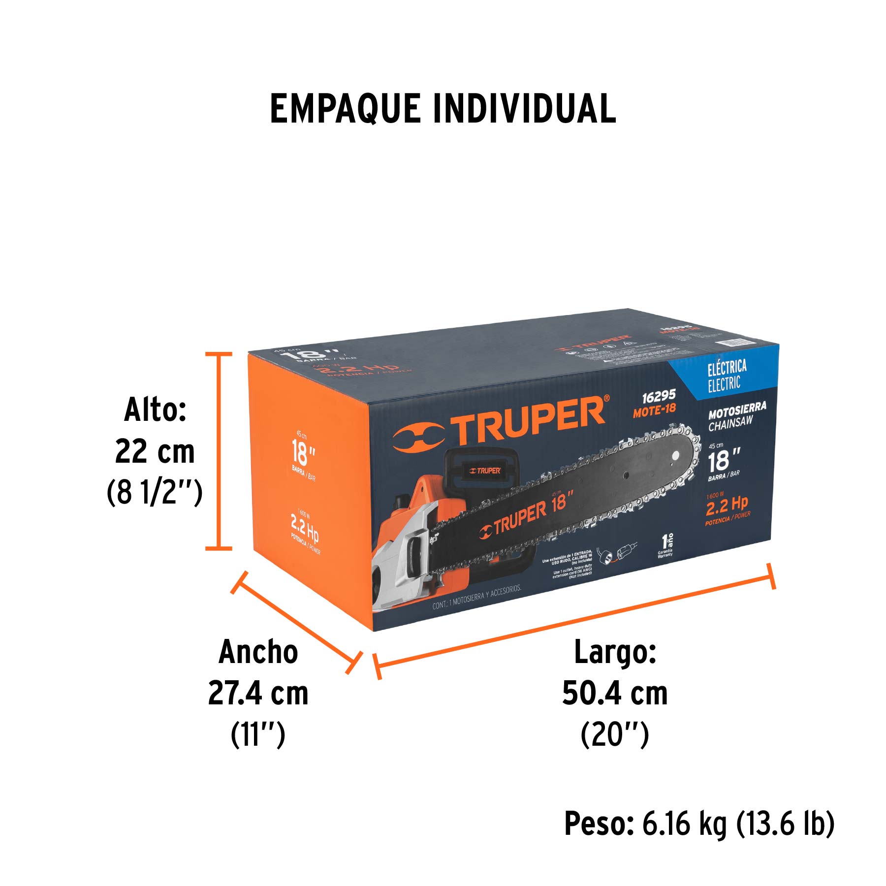 CADENA P/MOTOSIERRA ELECTRICA 18" MOTE-18 TRUPER 35730 TRUPER
