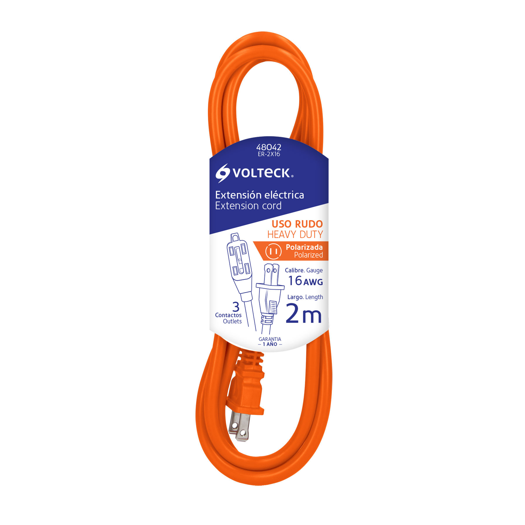 Extensión eléctrica de uso rudo 2 m 2x16 AWG, VOLTECK TRUPER
