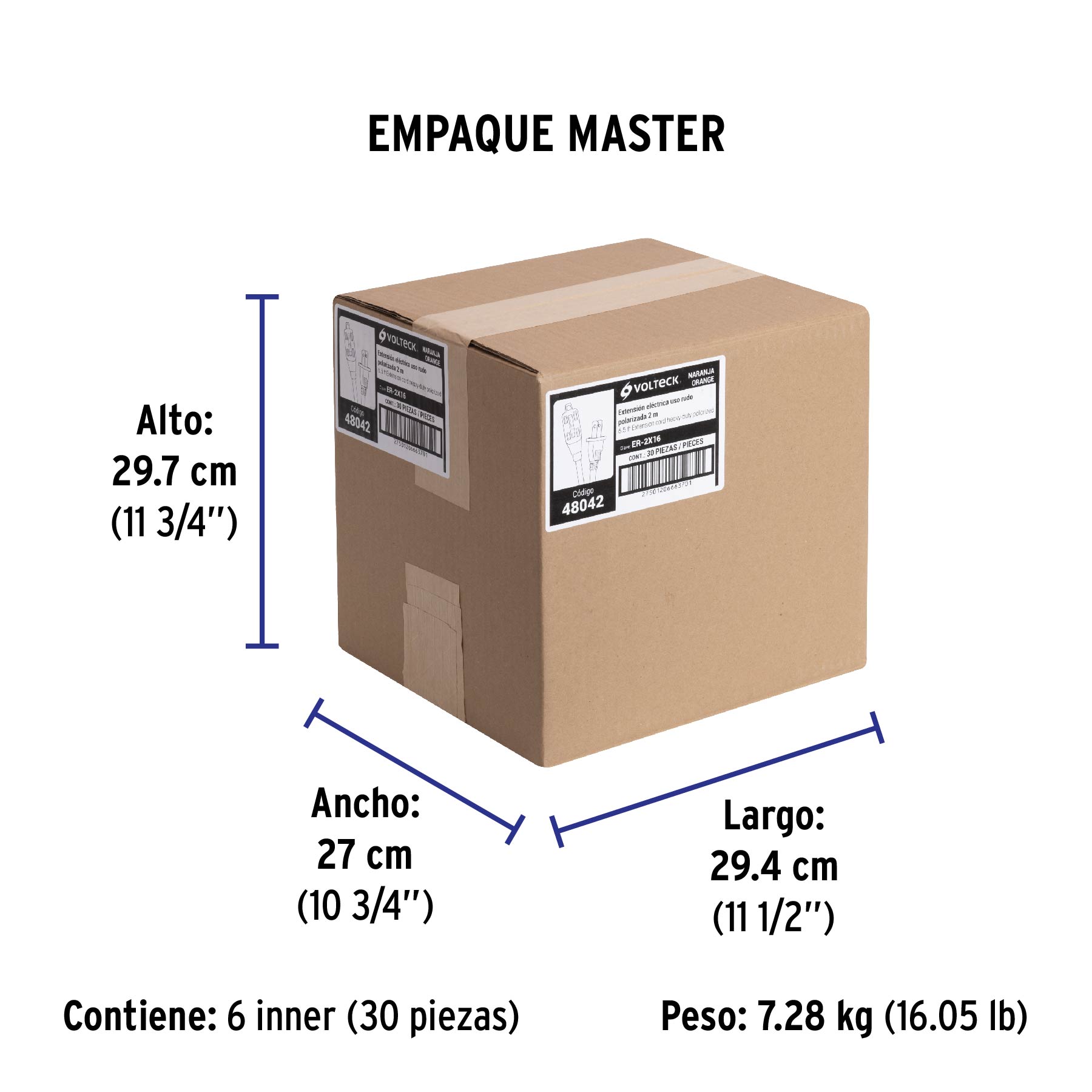Extensión eléctrica de uso rudo 2 m 2x16 AWG, VOLTECK TRUPER