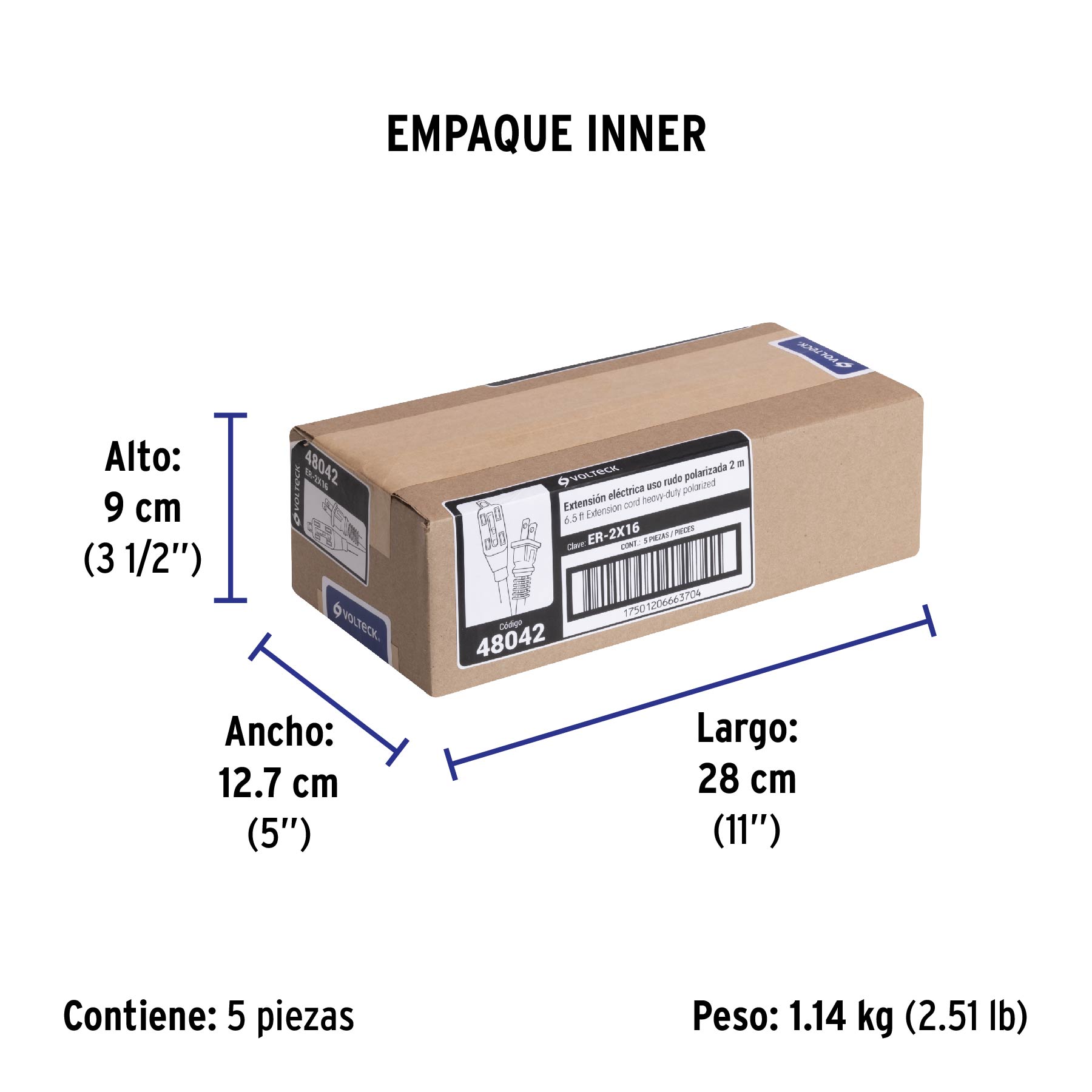 Extensión eléctrica de uso rudo 2 m 2x16 AWG, VOLTECK TRUPER
