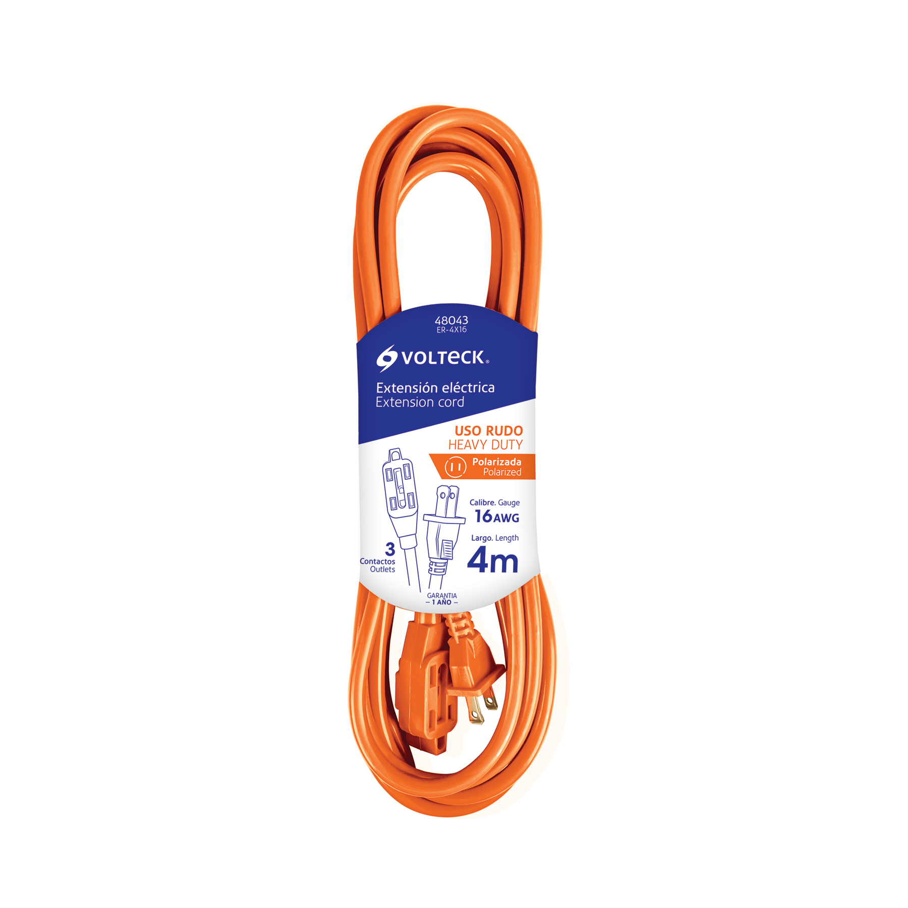 Extensión eléctrica de uso rudo 4 m 2x16 AWG, VOLTECK TRUPER