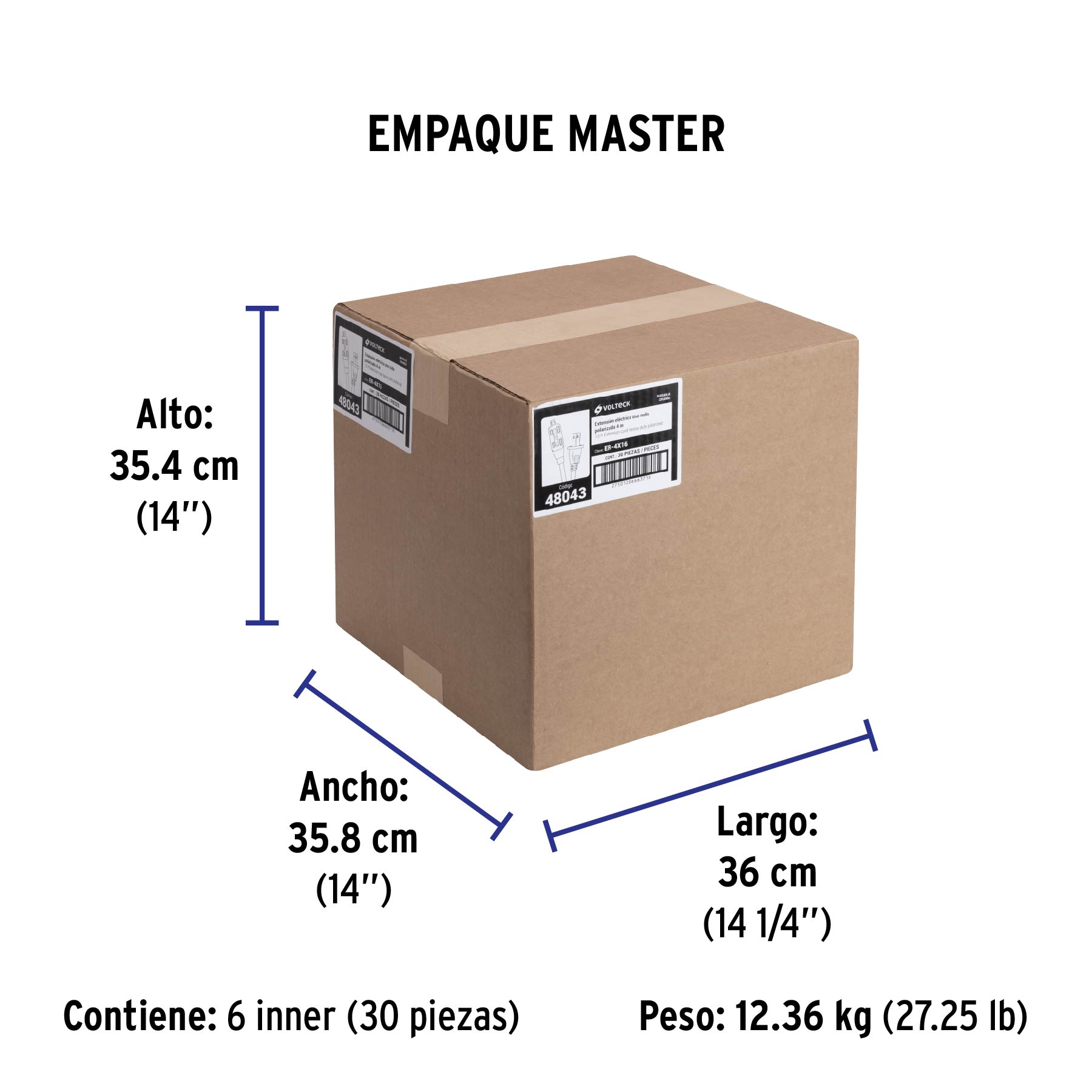 Extensión eléctrica de uso rudo 4 m 2x16 AWG, VOLTECK TRUPER
