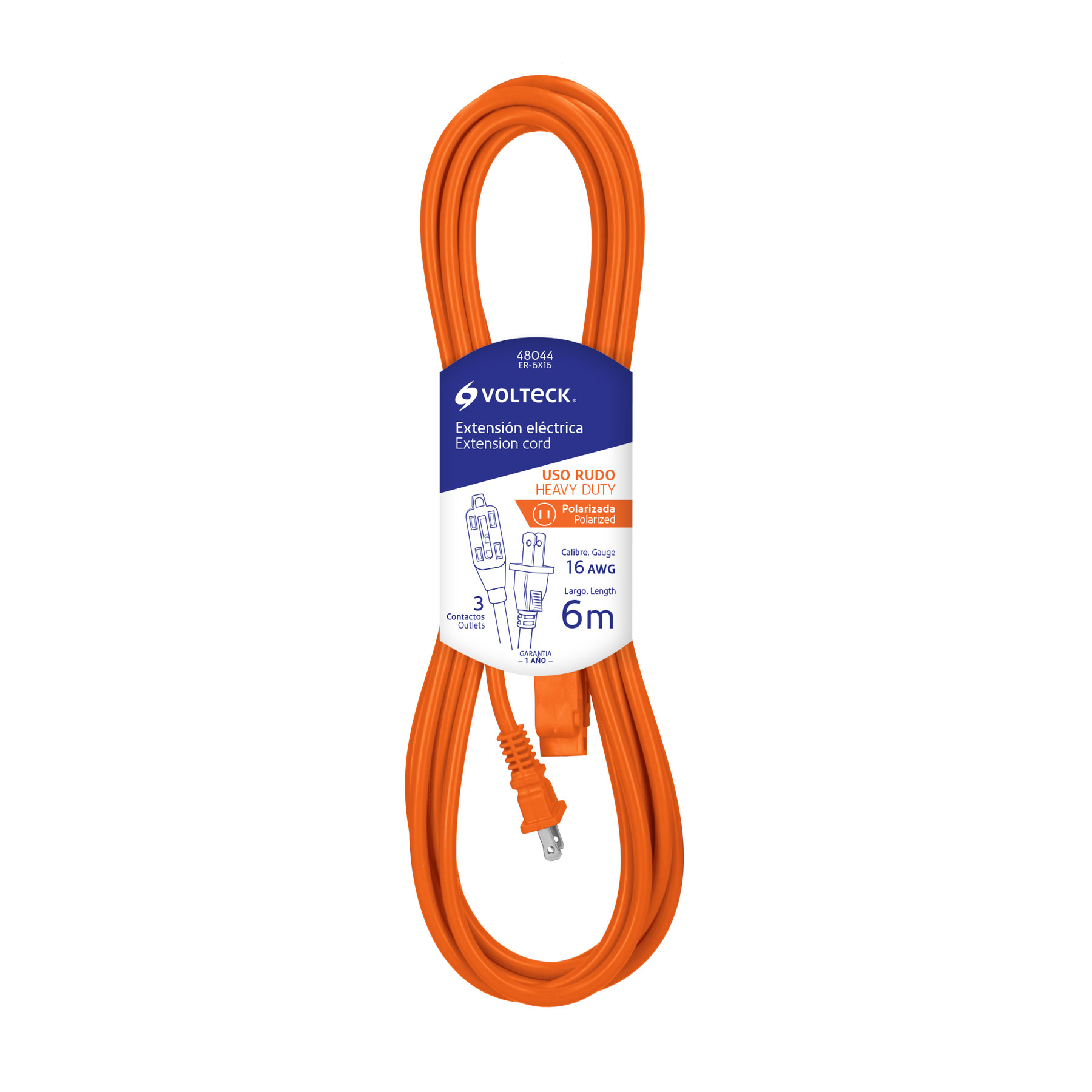 Extensión eléctrica de uso rudo 6 m 2x16 AWG, VOLTECK TRUPER