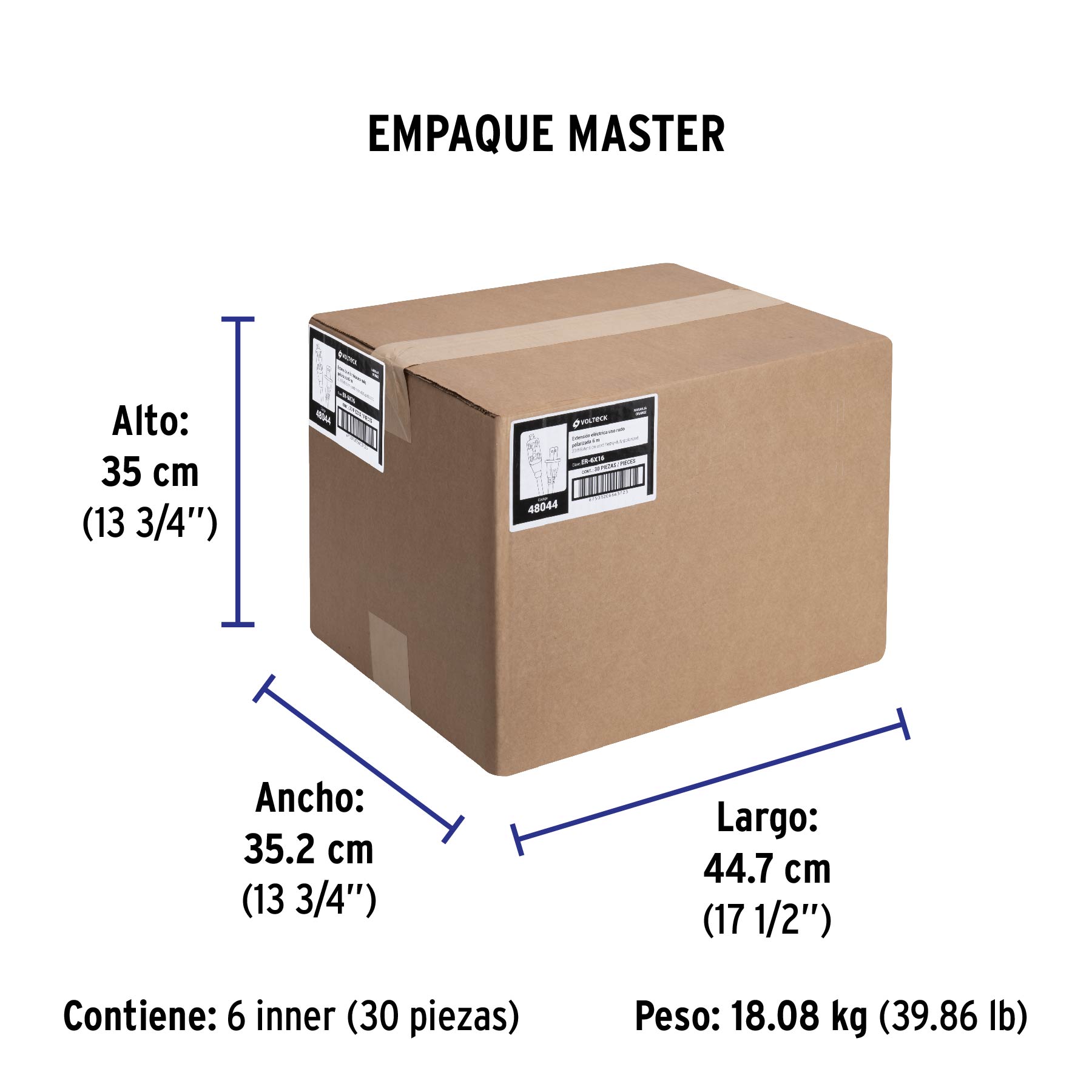 Extensión eléctrica de uso rudo 6 m 2x16 AWG, VOLTECK TRUPER