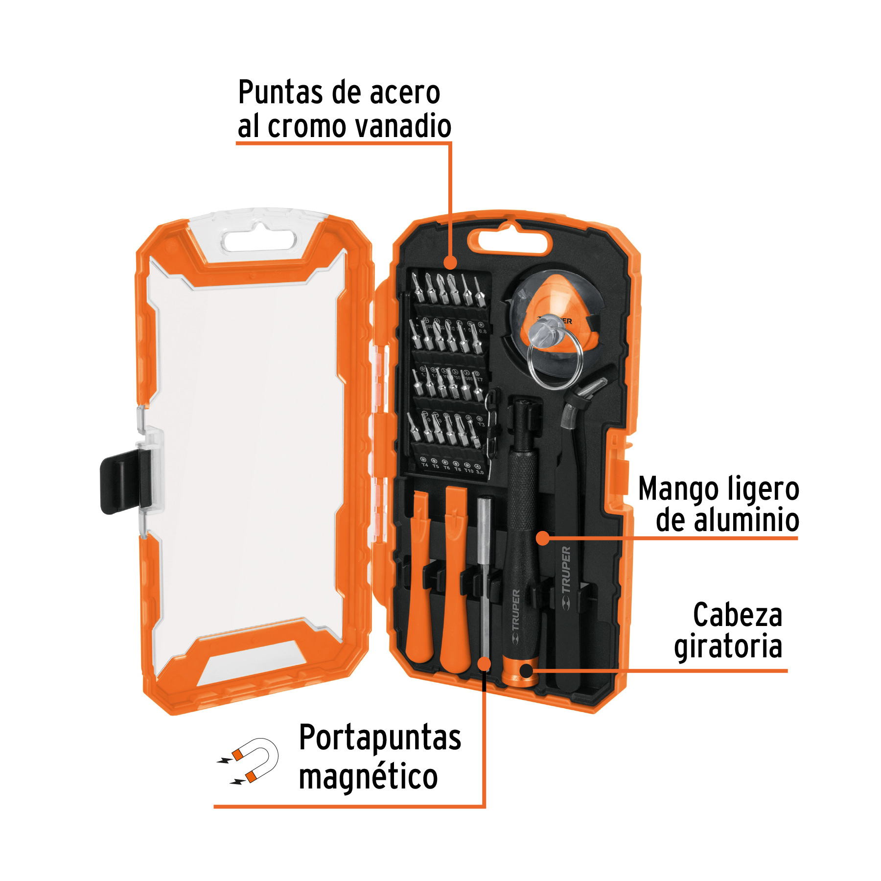 Juego de 32 piezas para reparación de electrónica, TRUPER TRUPER