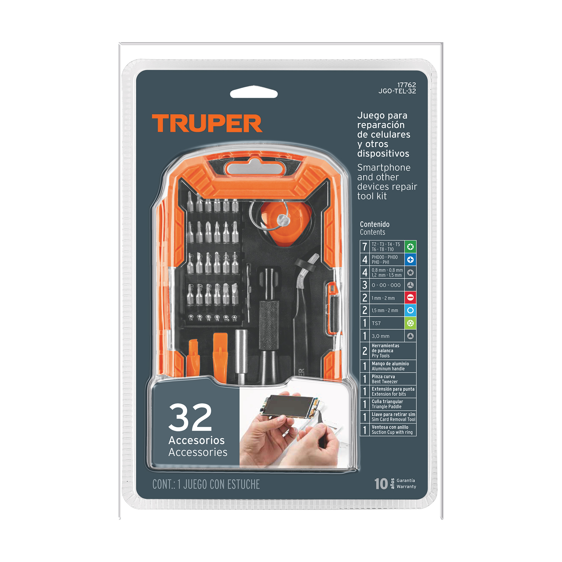 Juego de 32 piezas para reparación de electrónica, TRUPER TRUPER