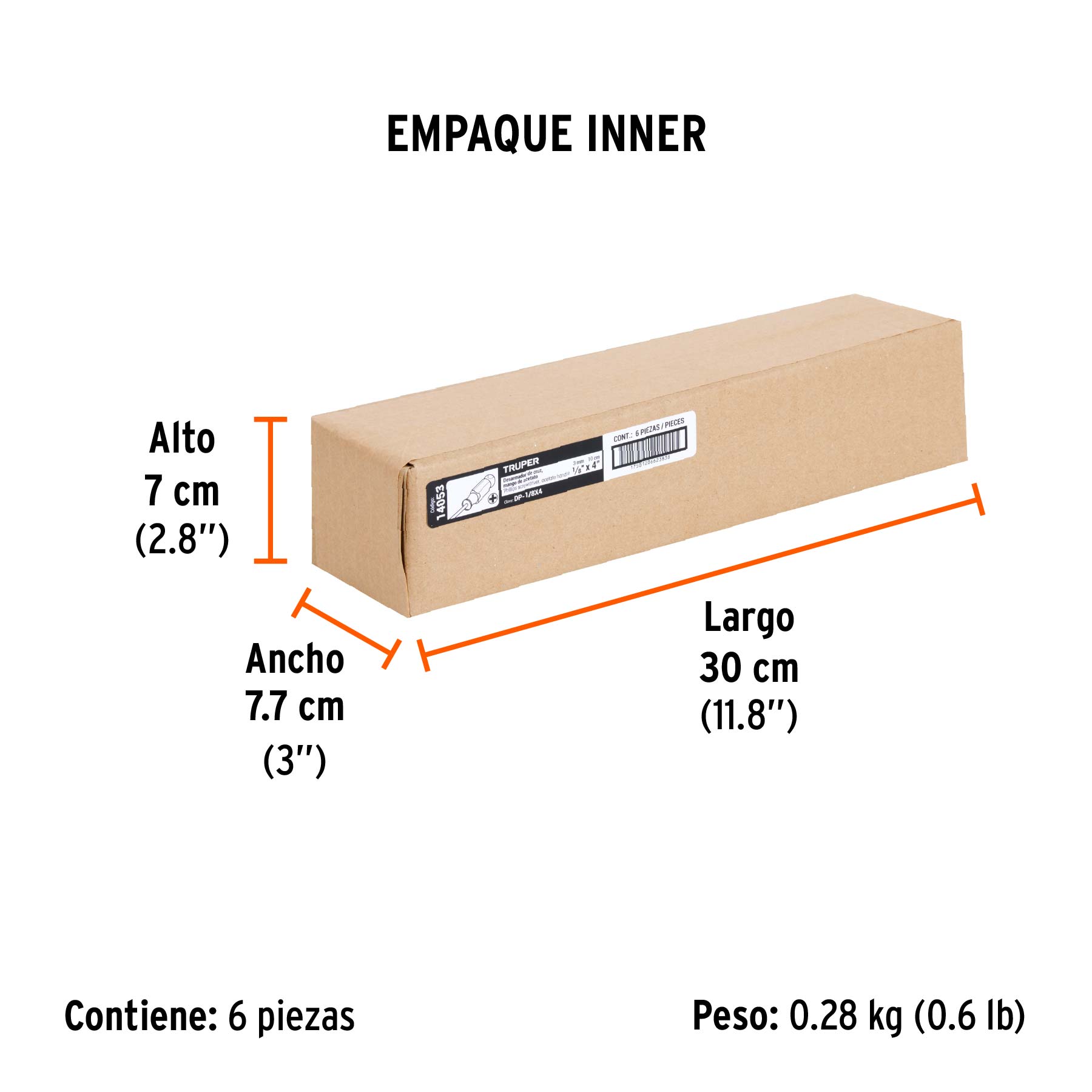 Desarmador de cruz 1/8" x 4" mango de acetato, TRUPER TRUPER