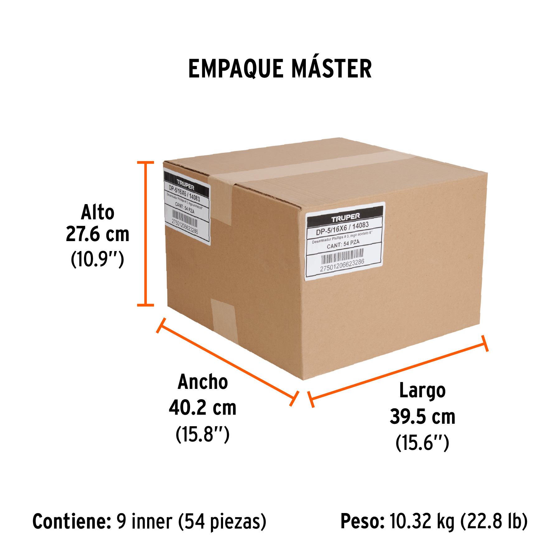 Desarmador de cruz 5/16" x 6" mango de acetato, TRUPER TRUPER