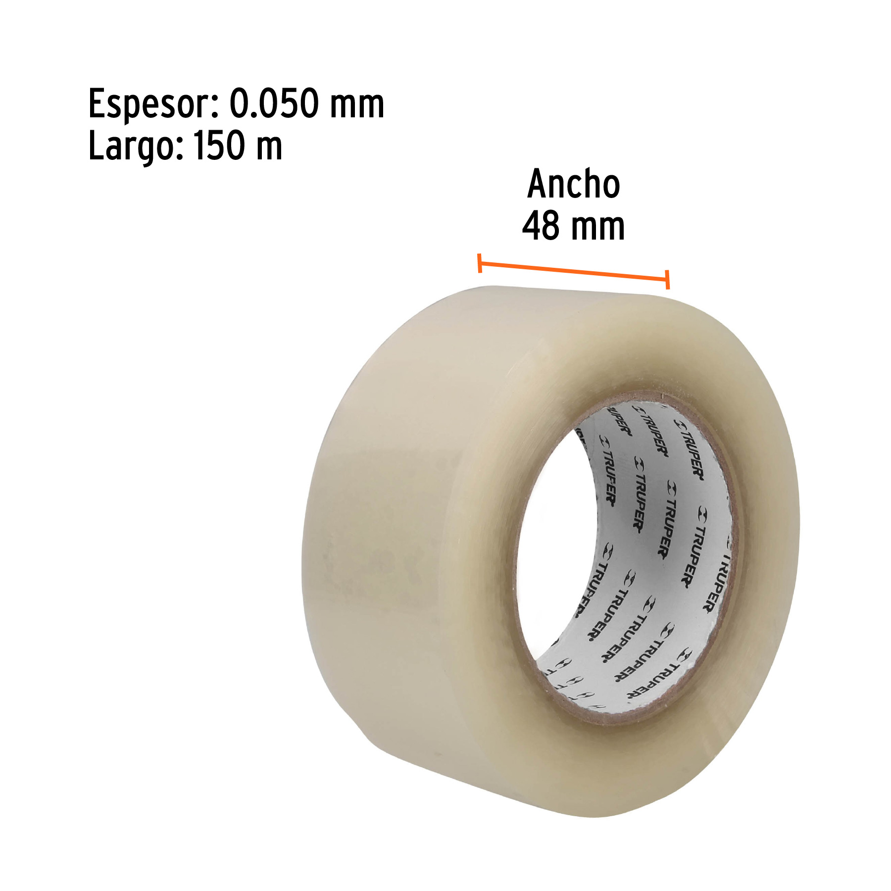 Cinta de empaque 48 mm x 150 m transparente, TRUPER TRUPER