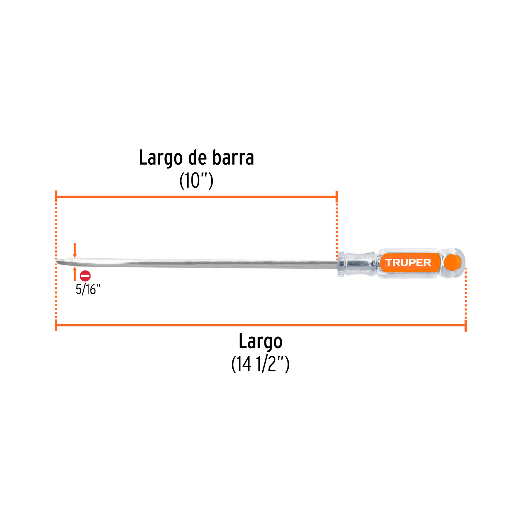 Desarmador plano 5/16" x 10" mango de acetato, TRUPER TRUPER
