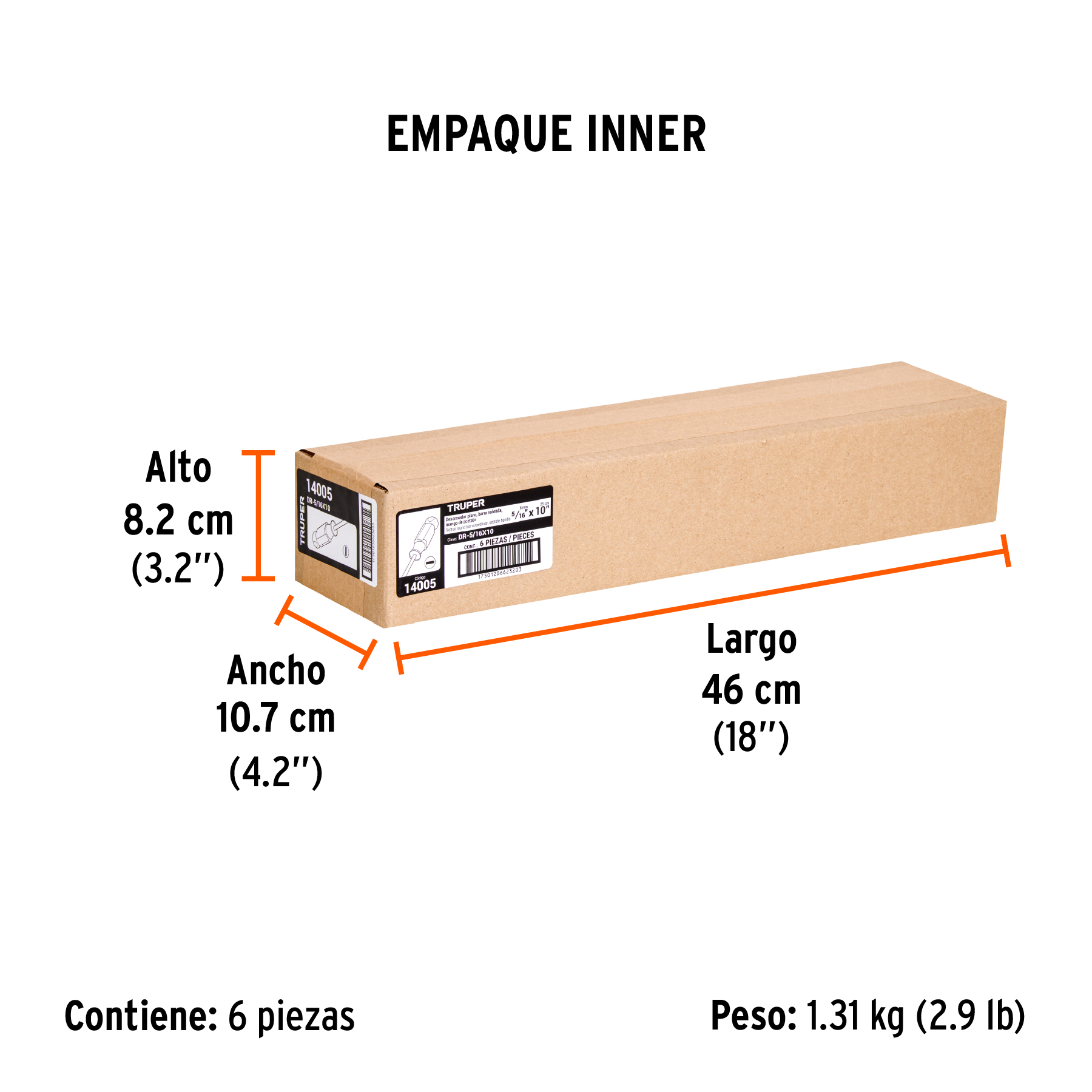 Desarmador plano 5/16" x 10" mango de acetato, TRUPER TRUPER