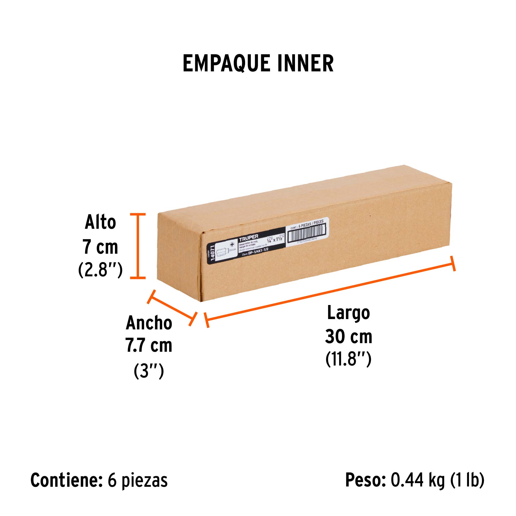 Desarmador de cruz 1/4" x 1-1/2" mango de acetato, TRUPER TRUPER