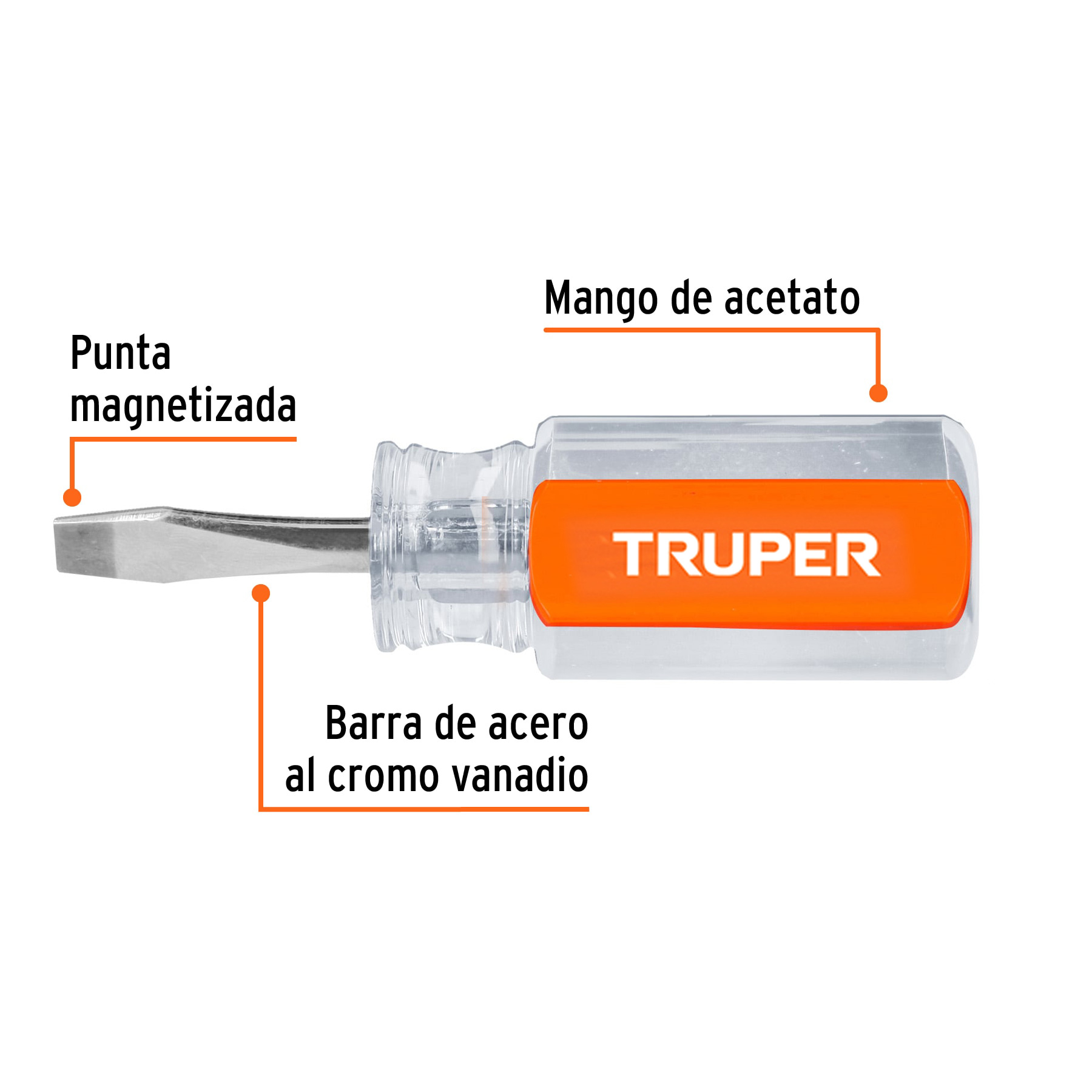 Desarmador plano 1/4" x 1-1/2" mango de acetato, TRUPER TRUPER