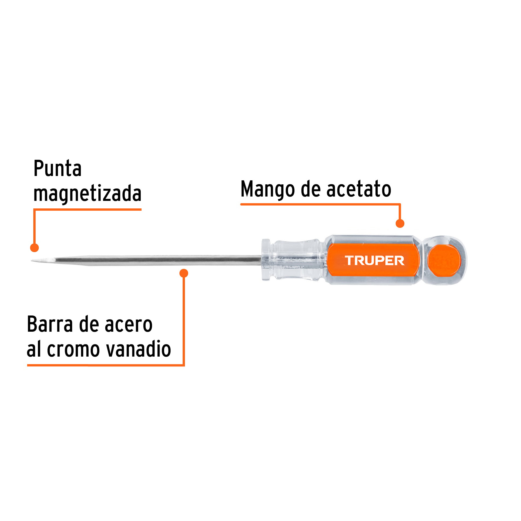 Desarmador plano 3/16" x 4" mango de acetato, TRUPER TRUPER