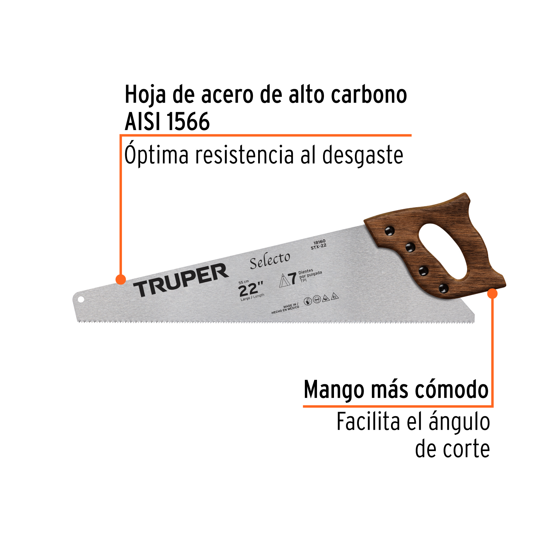Serrucho 22" Selecto, 7 DPP, TRUPER TRUPER