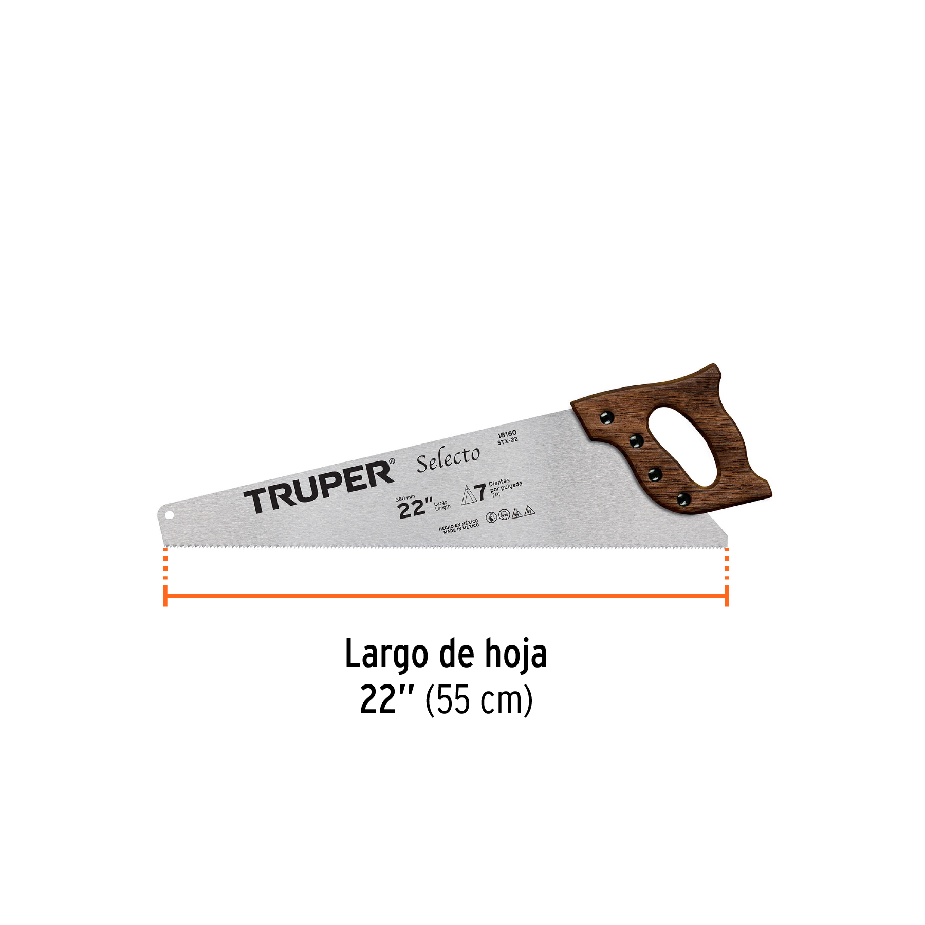 Serrucho 22" Selecto, 7 DPP, TRUPER TRUPER