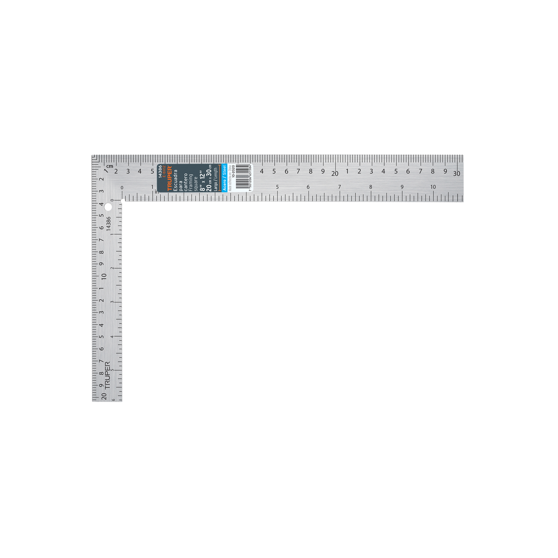 Escuadra 8"x12" de acero para cantero, TRUPER TRUPER