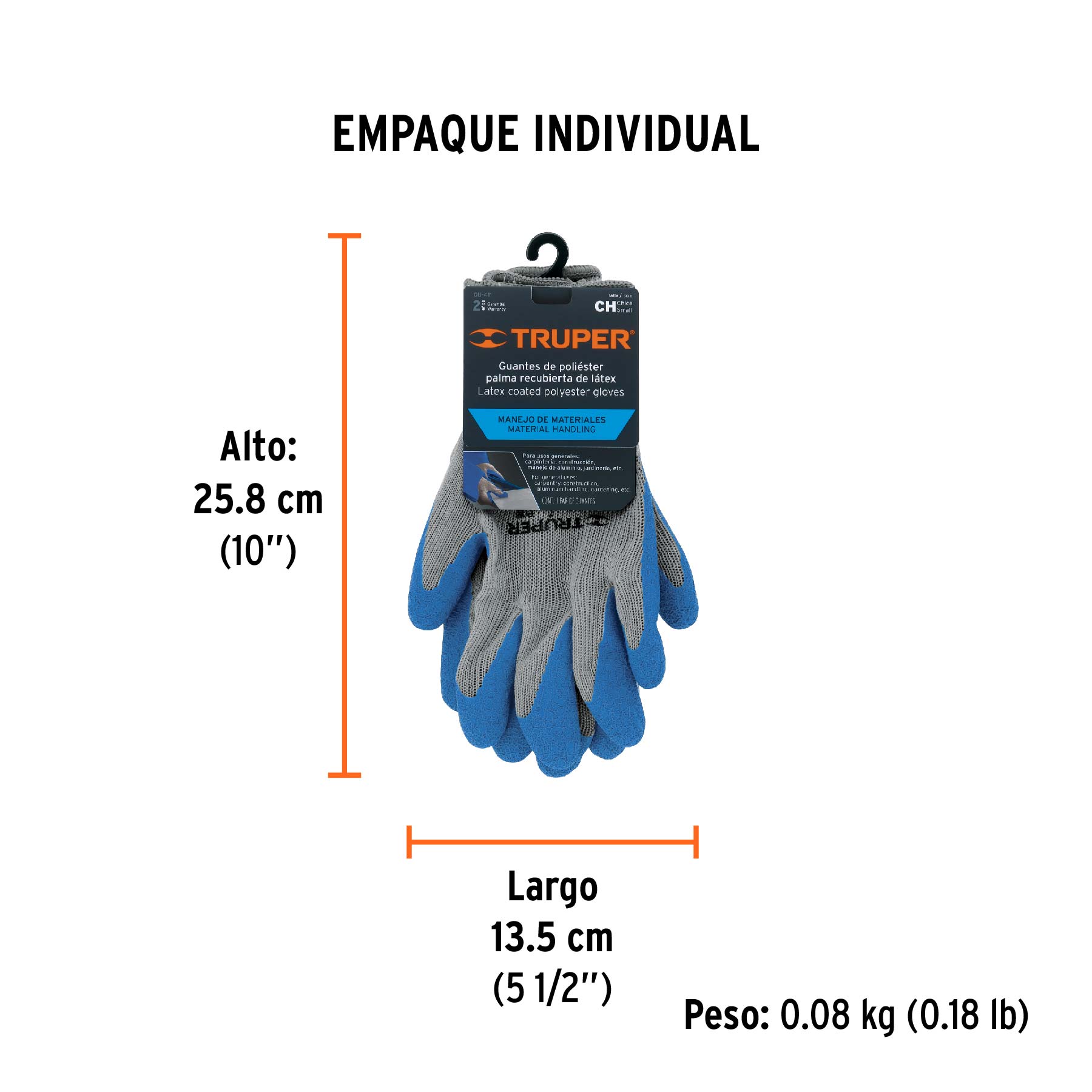 Guantes de poliéster recubiertos de látex, CH, TRUPER TRUPER