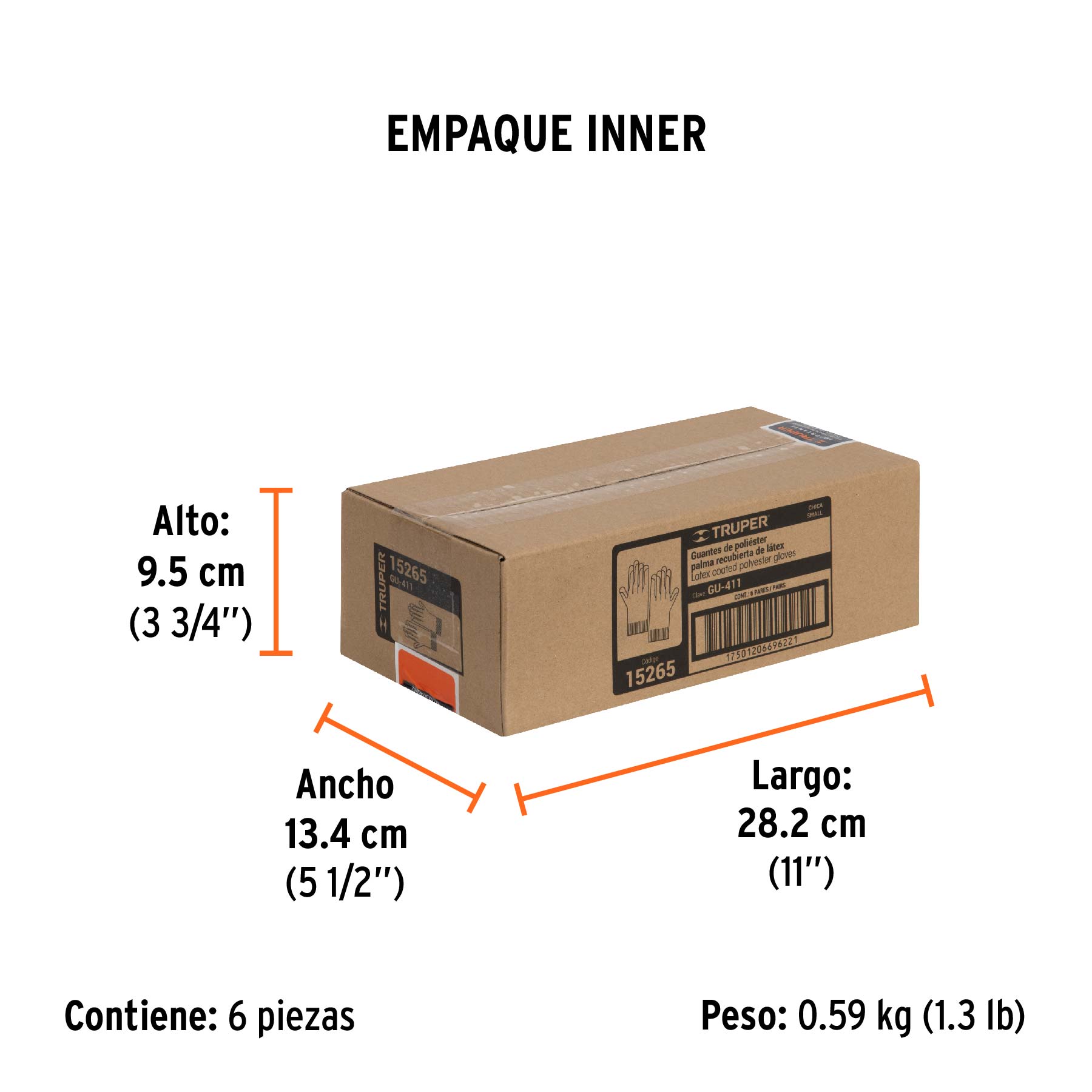 Guantes de poliéster recubiertos de látex, CH, TRUPER TRUPER