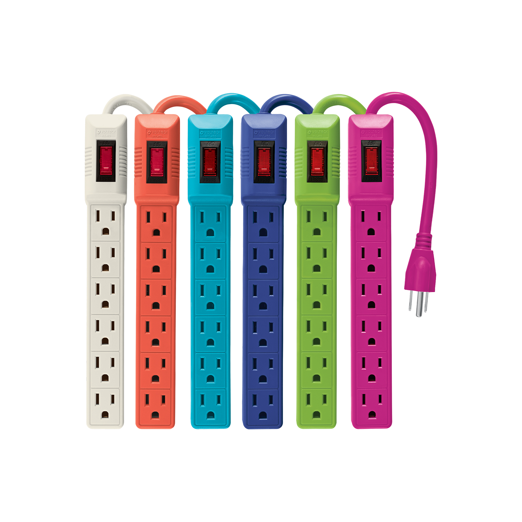 Multicontacto 16 AWG doméstico 6 entradas, colores a granel TRUPER