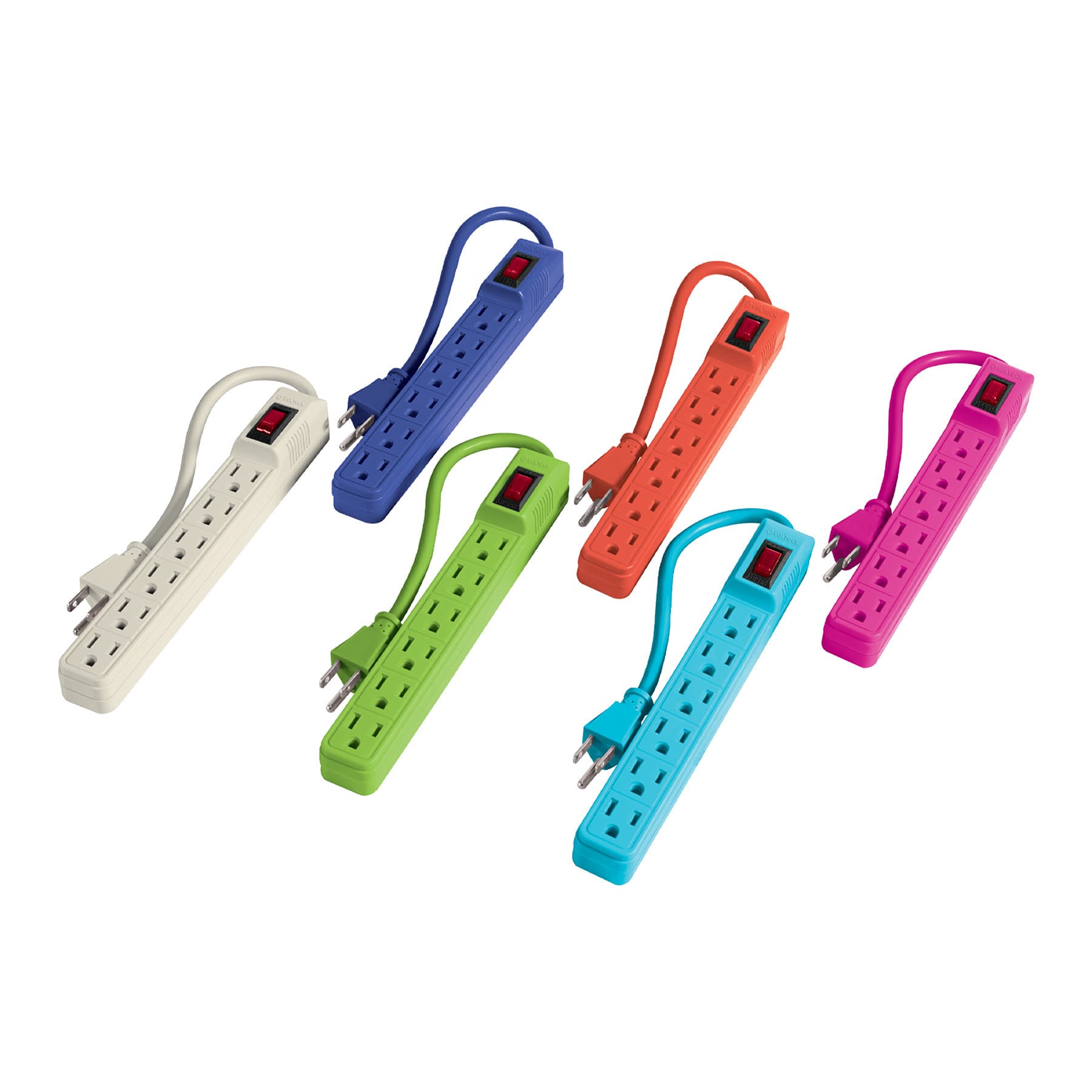 Multicontacto 16 AWG doméstico 6 entradas, colores a granel TRUPER
