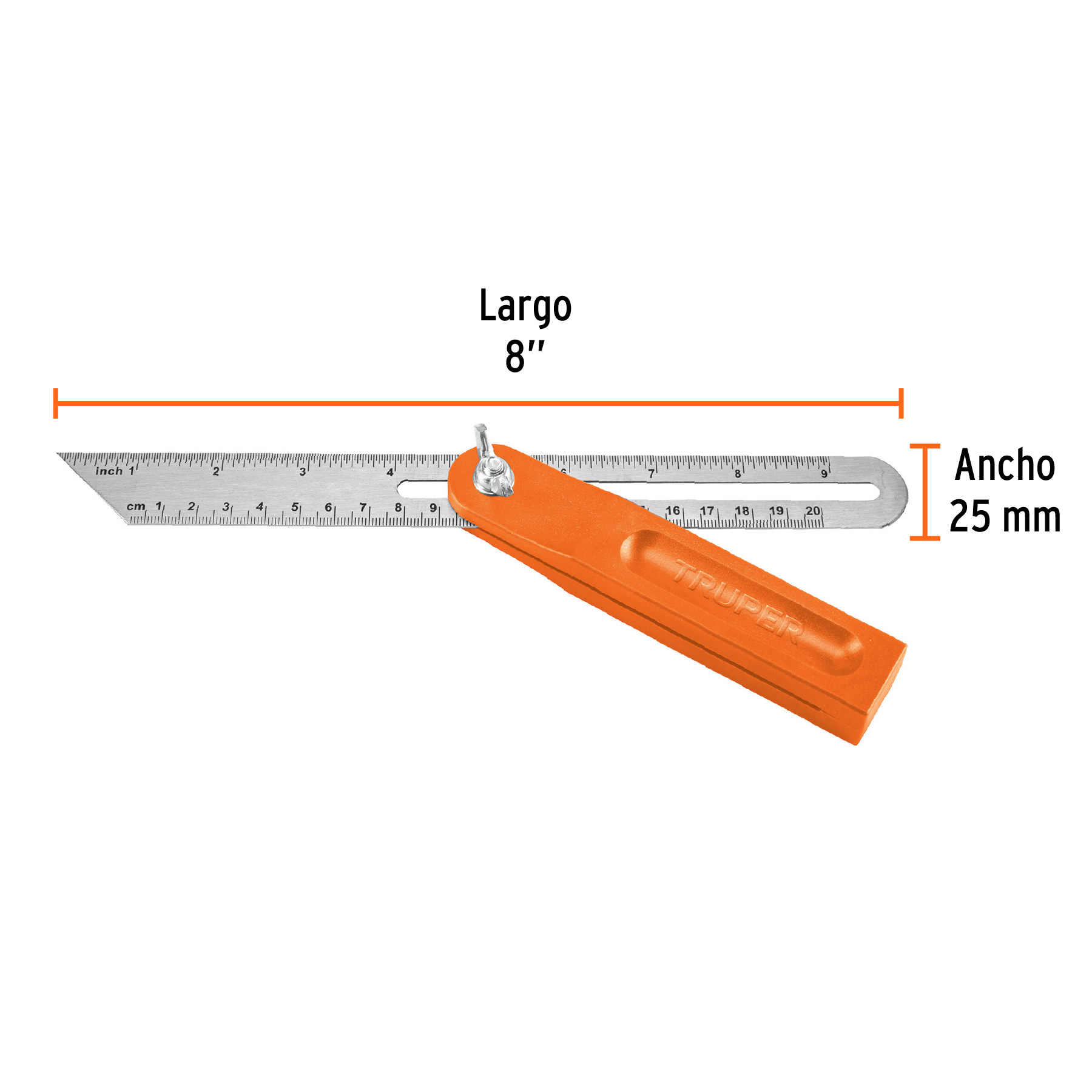 Escuadra falsa d/acero inoxidable 19cm / 6" con mango de ABS TRUPER