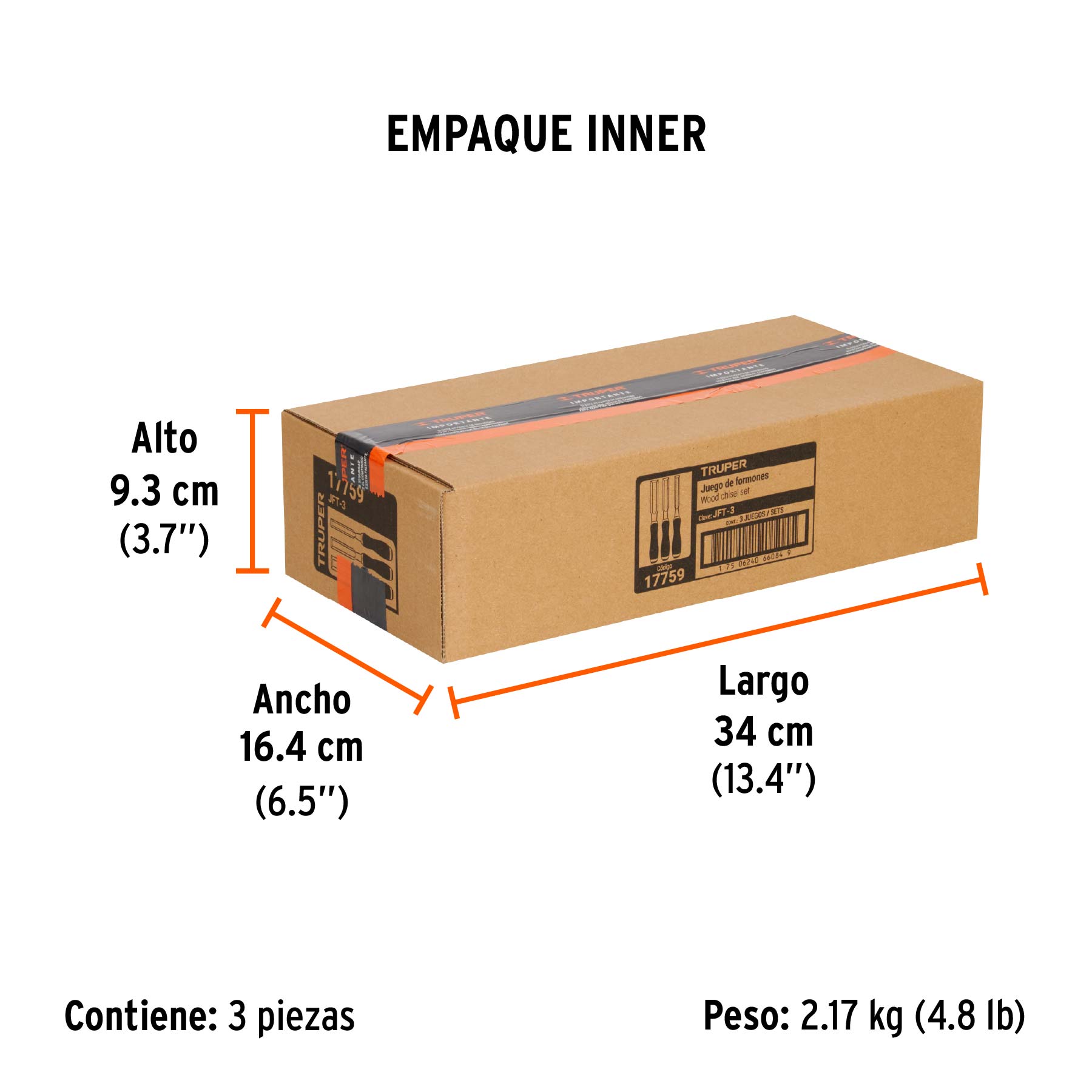 Juego de 3 formones mango Comfort Grip, TRUPER TRUPER