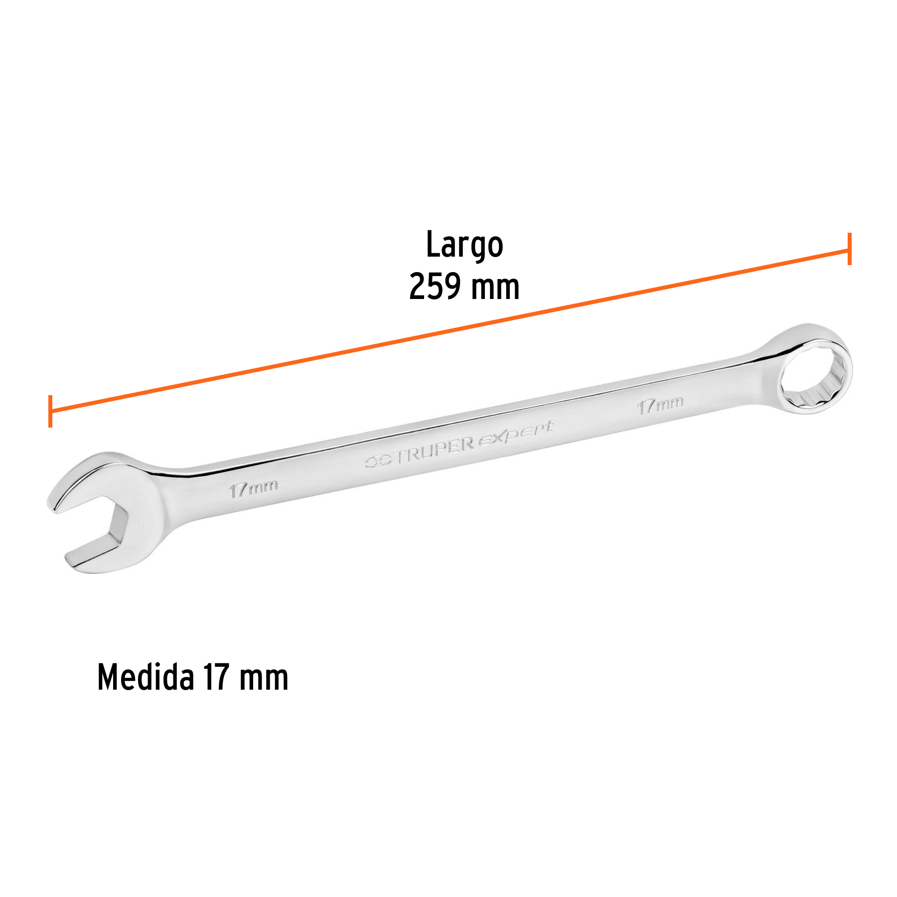 Llave combinada extralarga 17 mm x 259 mm de largo, EXPERT TRUPER