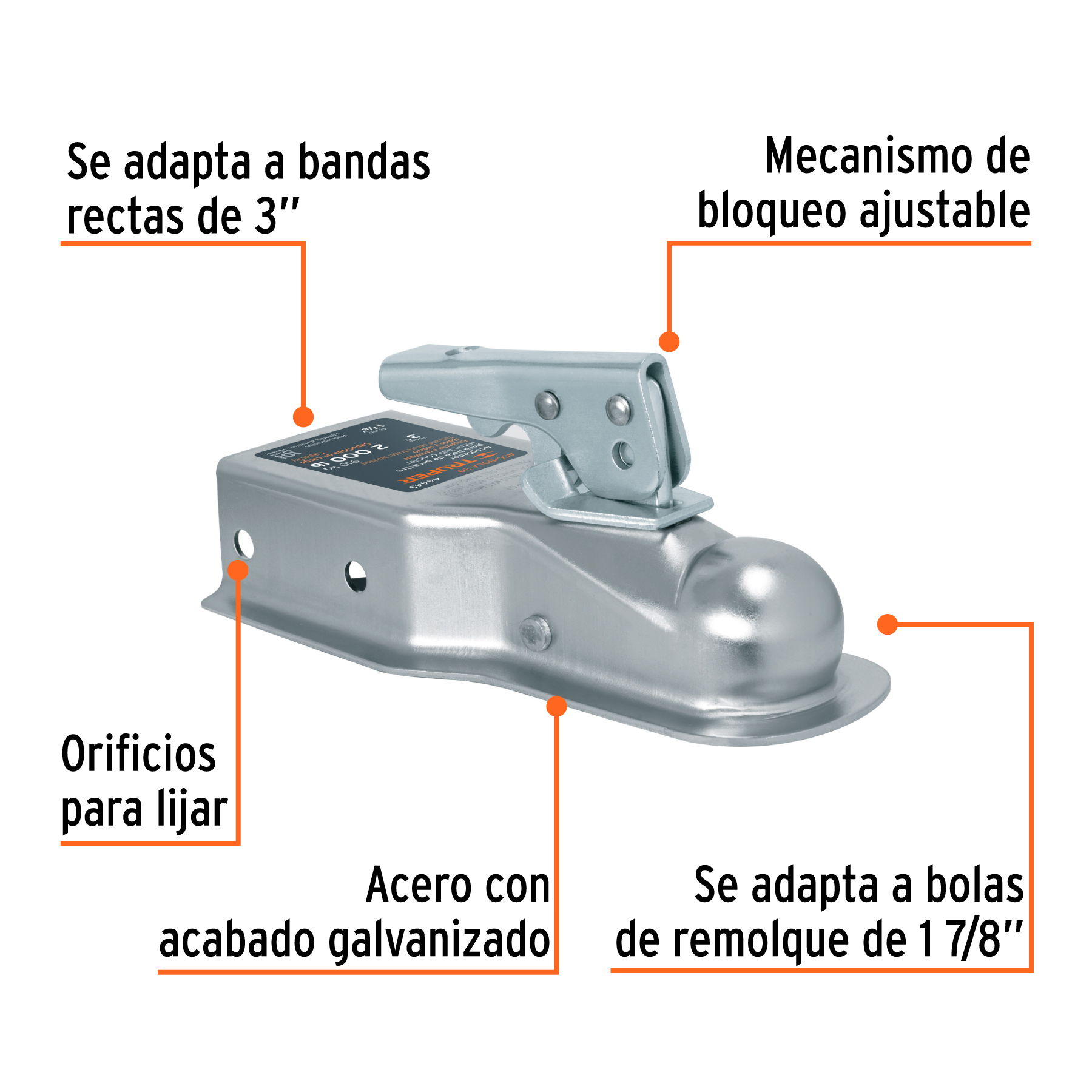 Acoplador para remolque, para bola de 1-7/8", TRUPER TRUPER