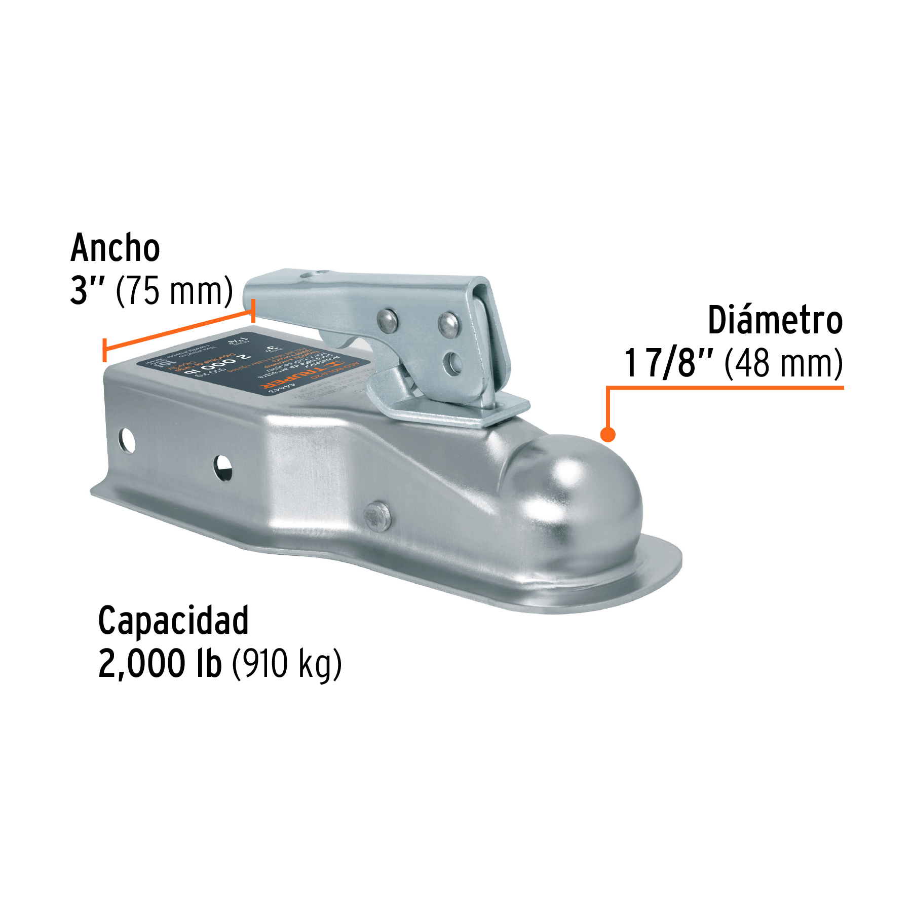 Acoplador para remolque, para bola de 1-7/8", TRUPER TRUPER
