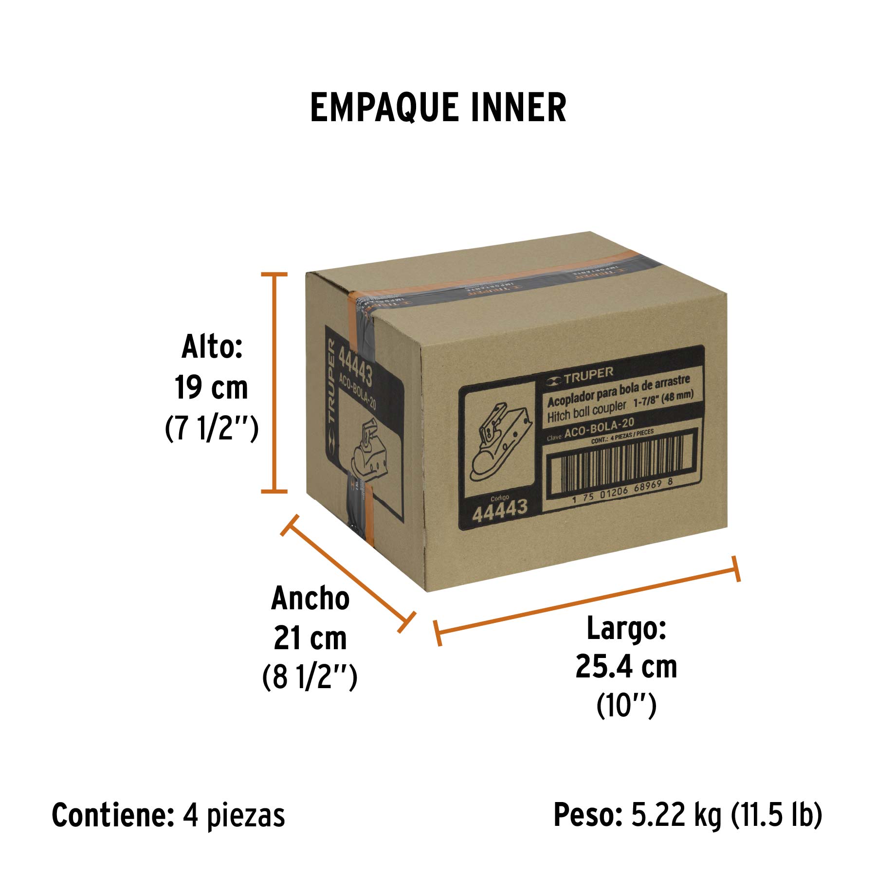 Acoplador para remolque, para bola de 1-7/8", TRUPER TRUPER