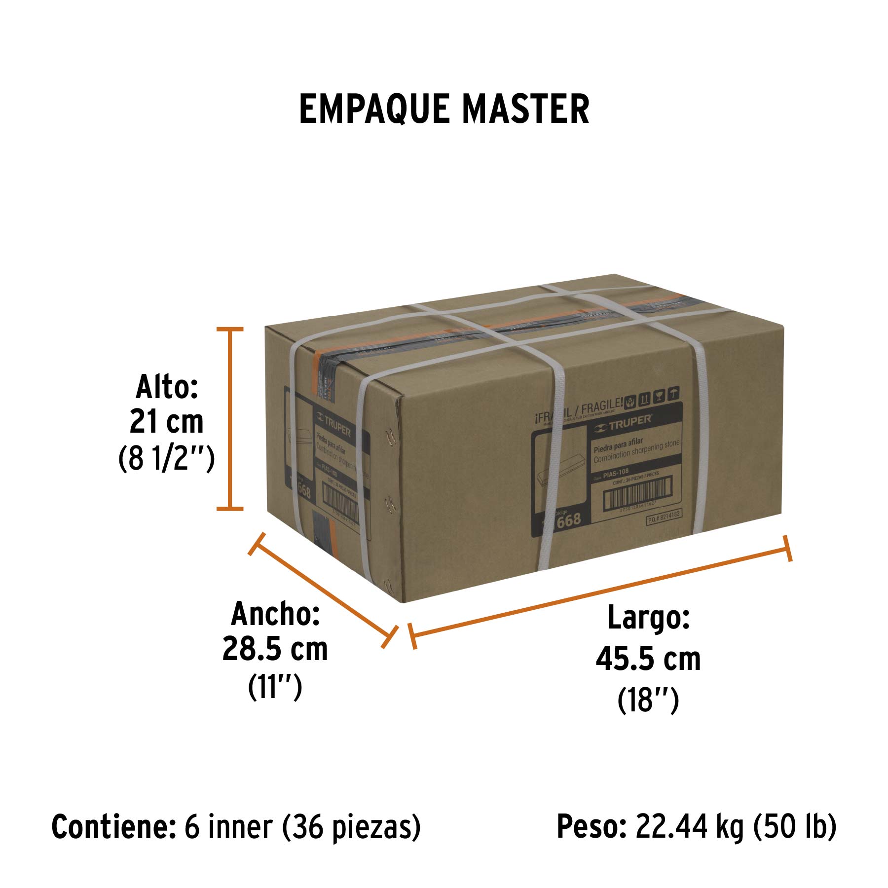 Piedra para asentar 200 mm, doble grano 150 y 240, TRUPER TRUPER