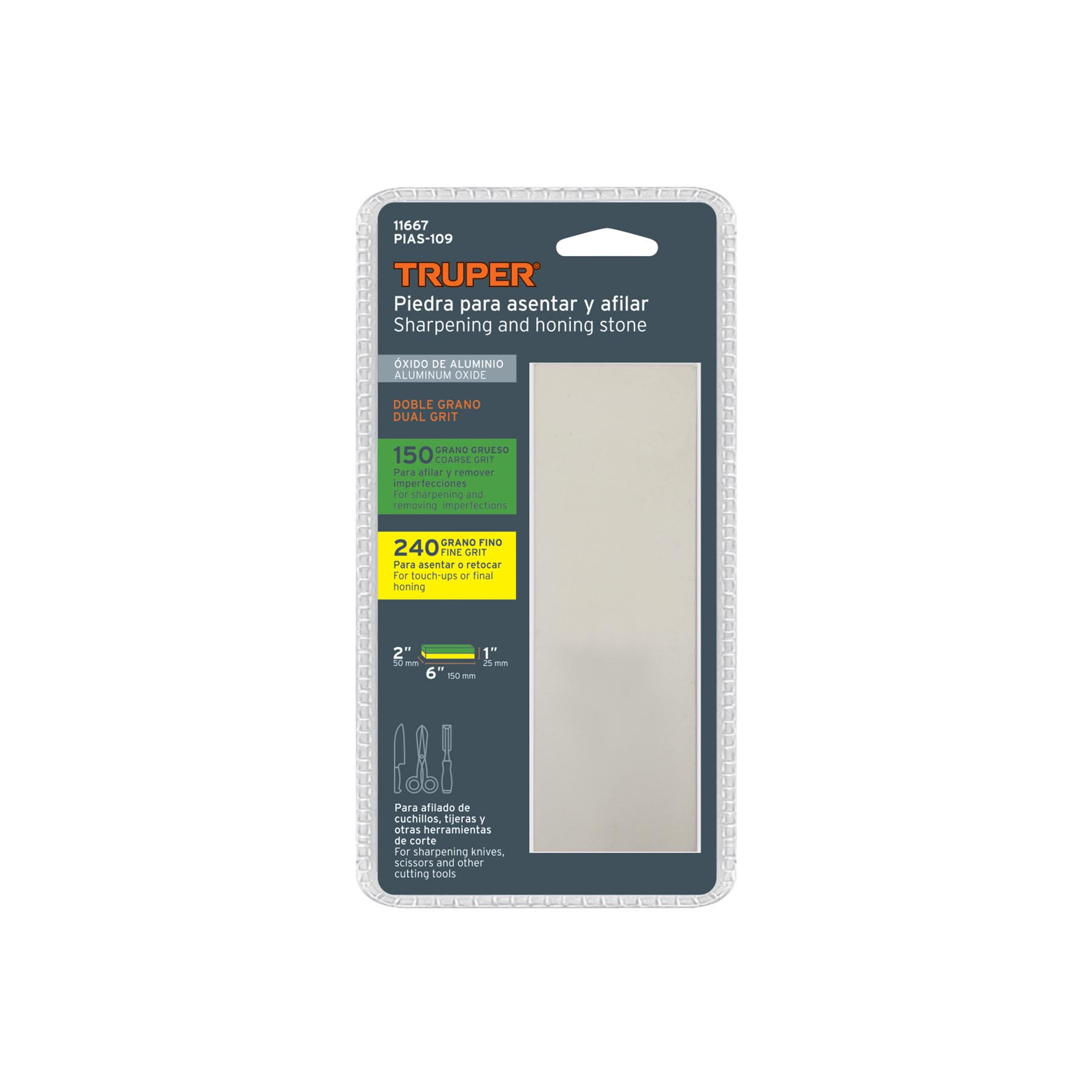 Piedra para asentar 150 mm, doble grano 150 y 240, TRUPER TRUPER