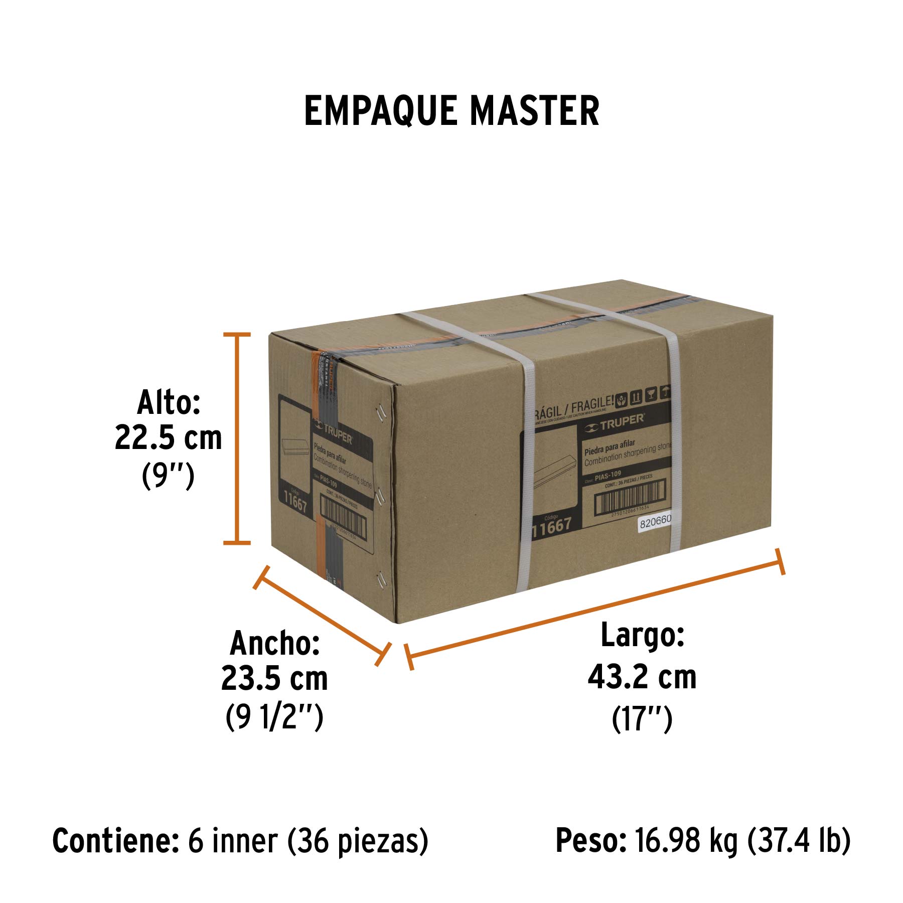 Piedra para asentar 150 mm, doble grano 150 y 240, TRUPER TRUPER