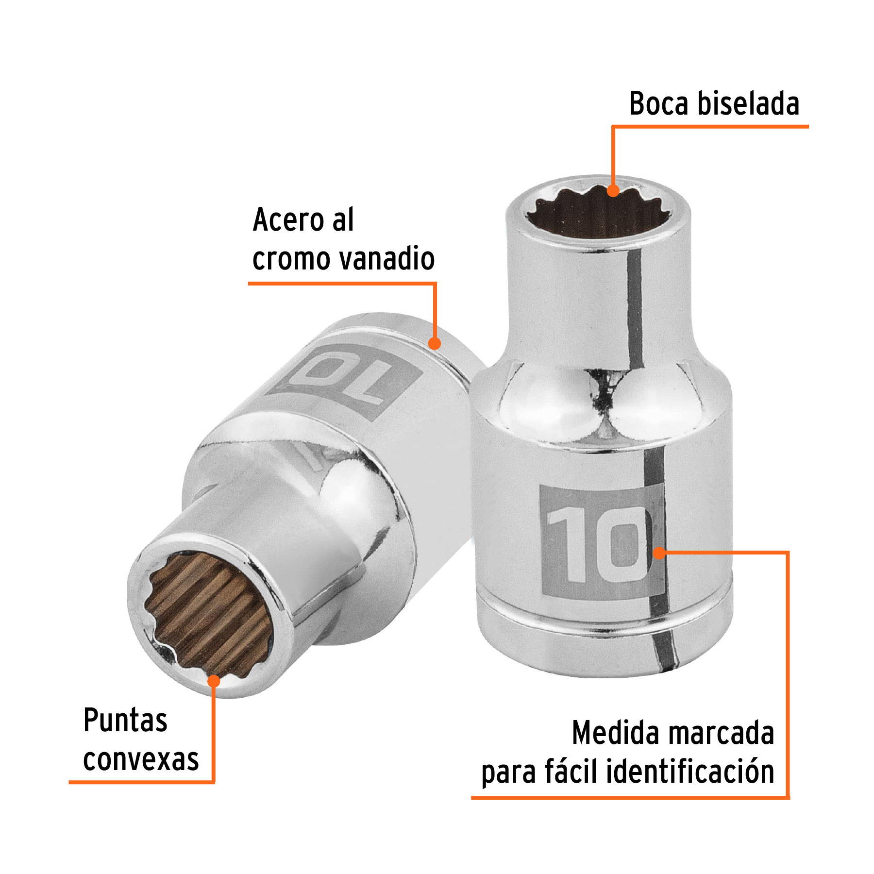 Dado de 10 mm, 12 puntas, cuadro 1/2", TRUPER TRUPER