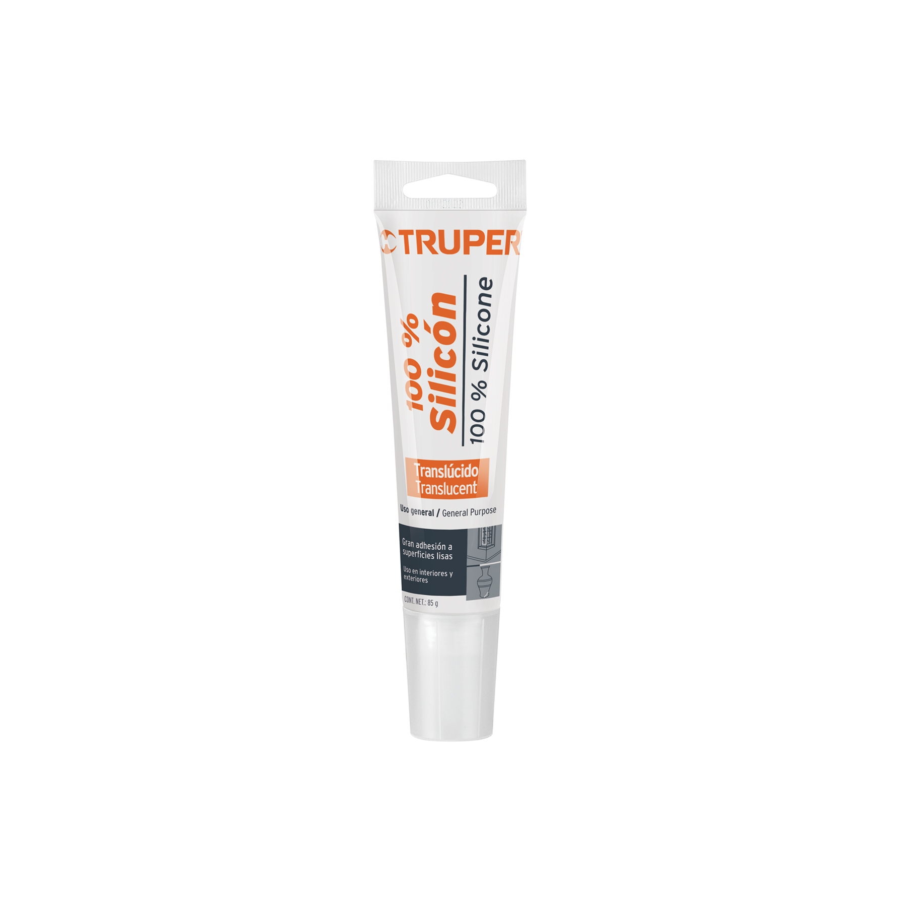 Sellador transparente 100% silicón de 85 g, TRUPER TRUPER
