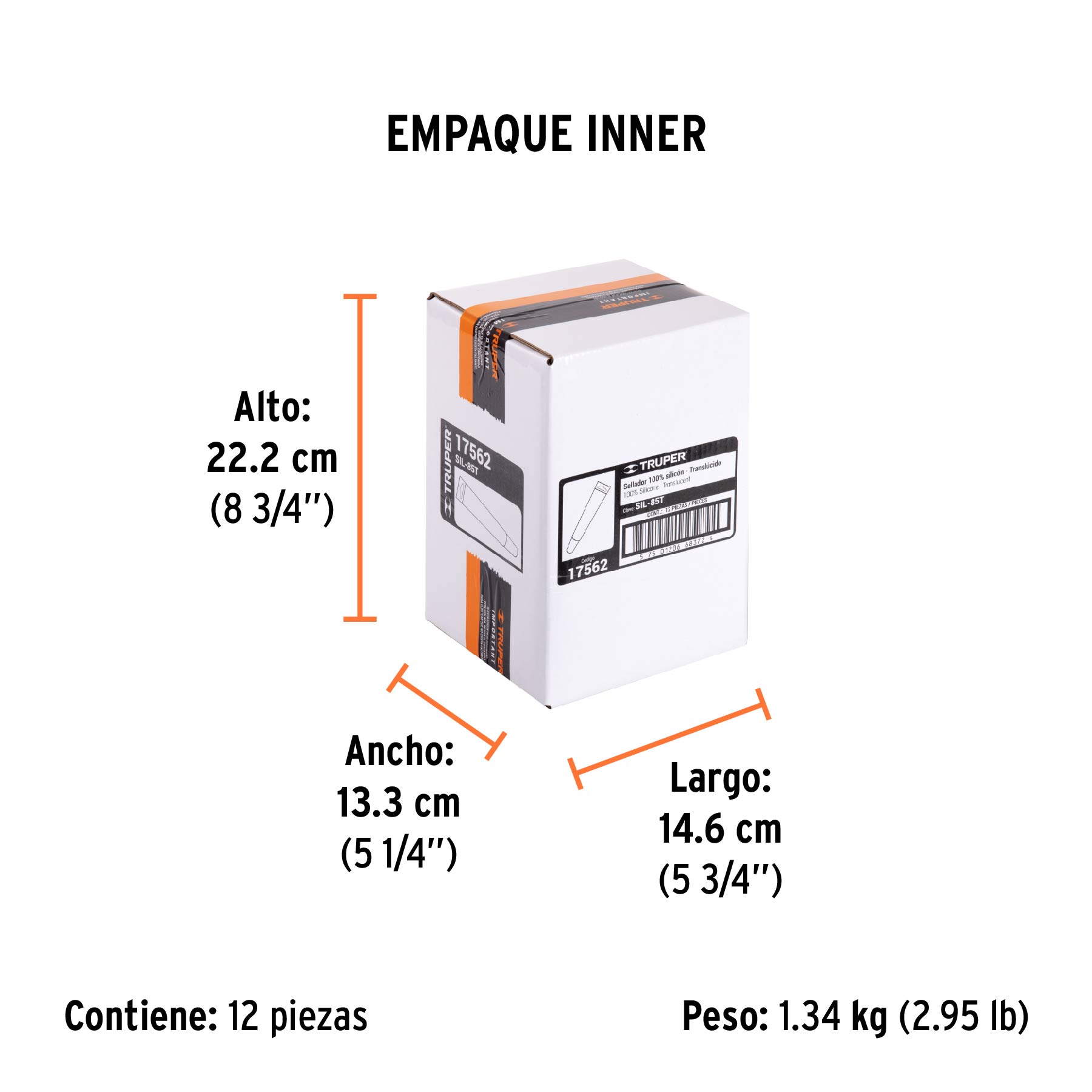 Sellador transparente 100% silicón de 85 g, TRUPER TRUPER