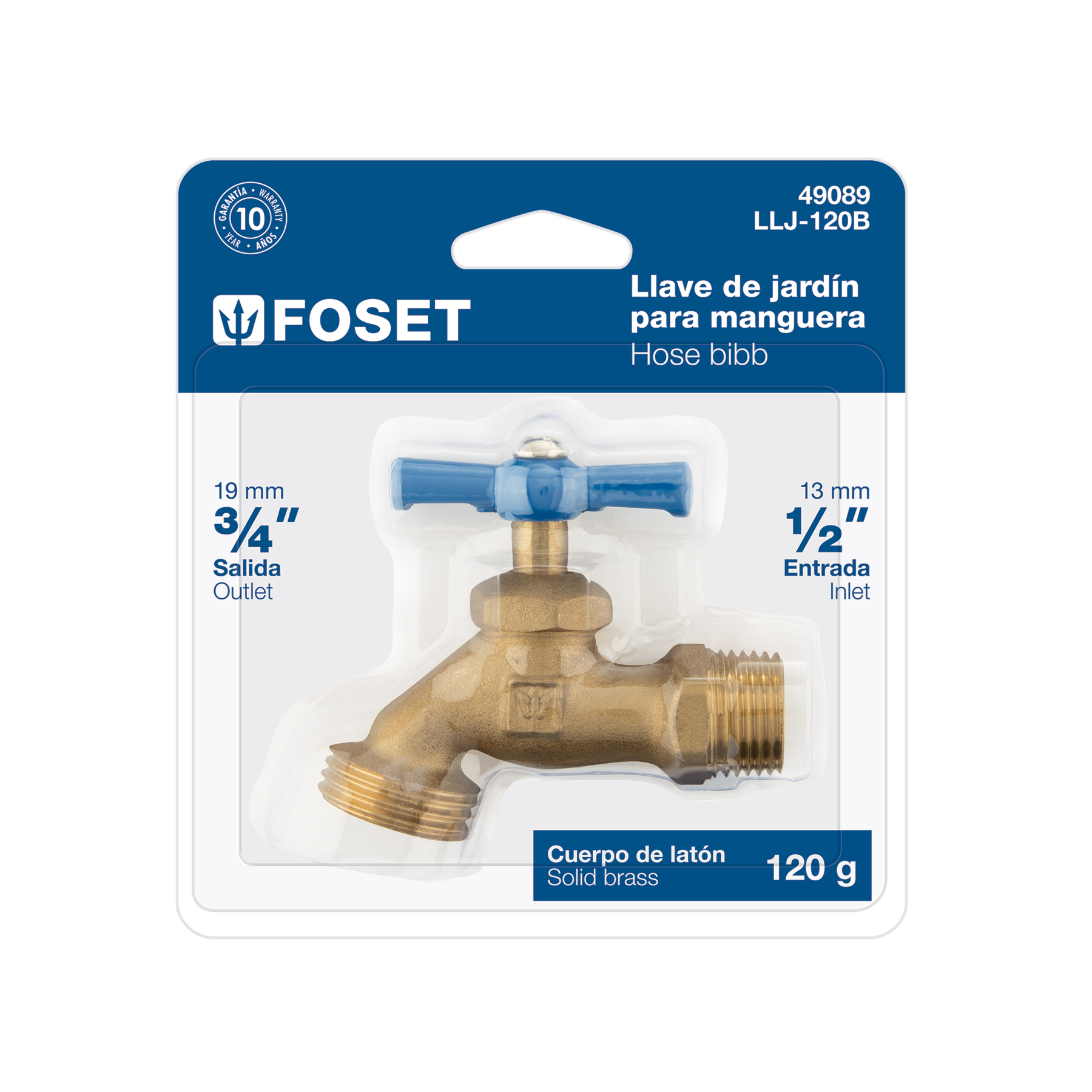 Llave para manguera, latón, 120g, 1/2", blíster, FOSET TRUPER