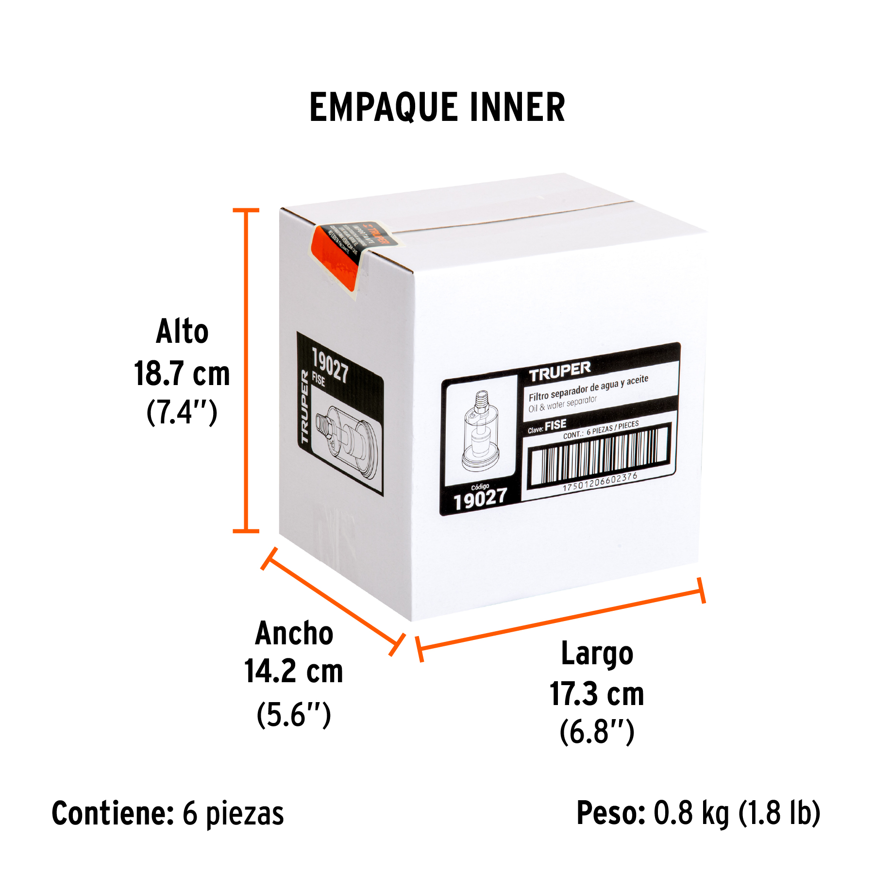 Filtro separador de agua y aceite, cuerda 1/4" NPT, TRUPER TRUPER