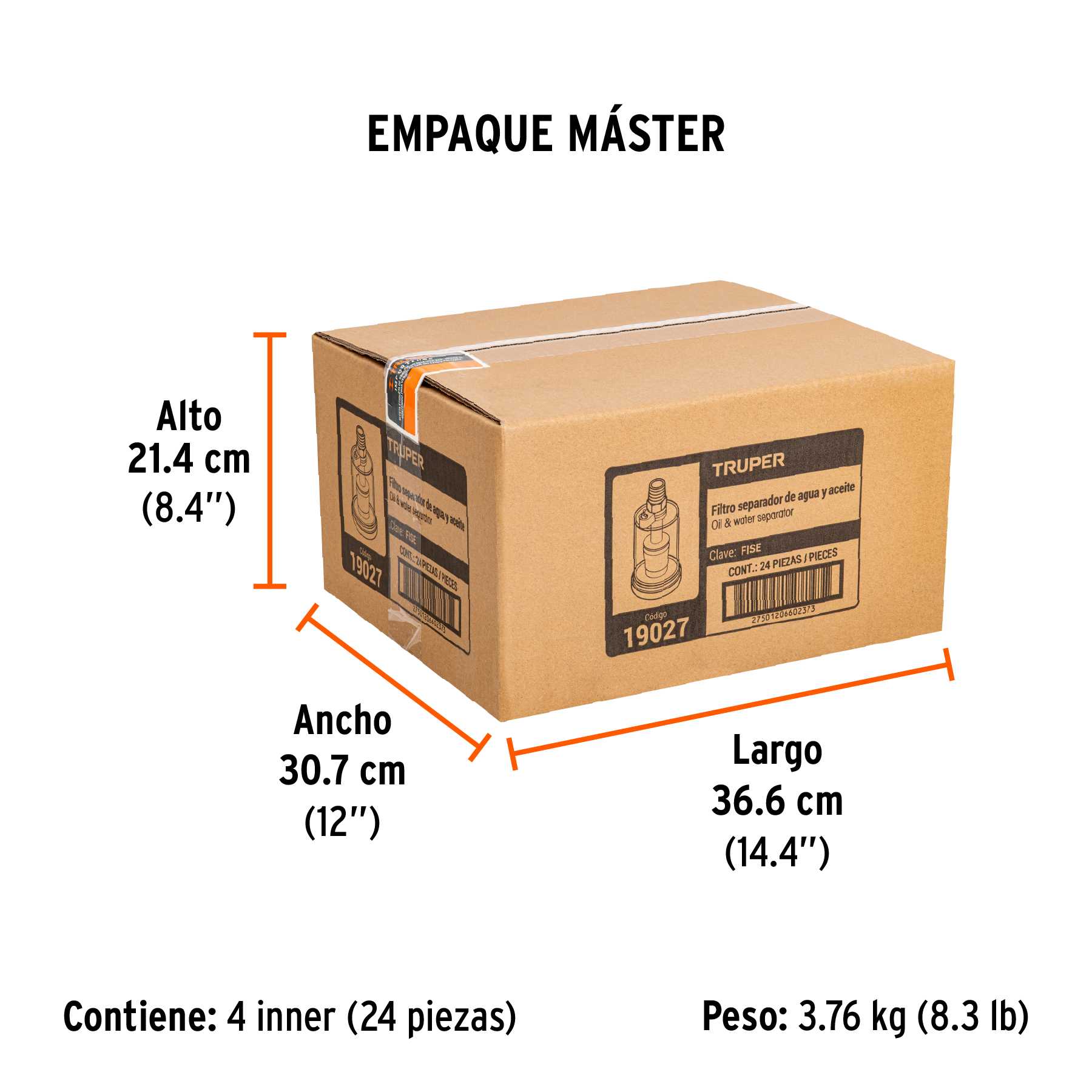 Filtro separador de agua y aceite, cuerda 1/4" NPT, TRUPER TRUPER