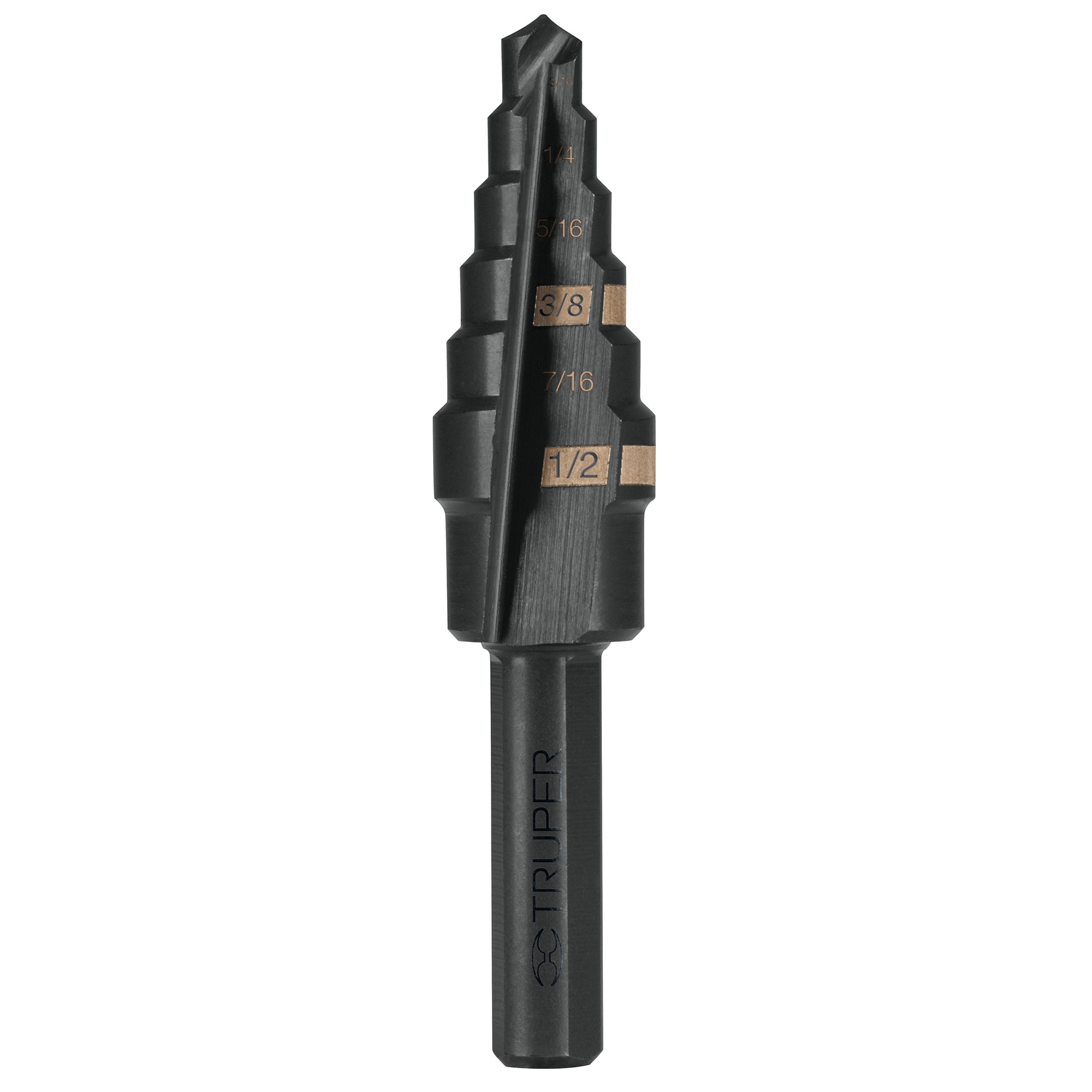 Broca escalonada óxido negro 6 escalones 3/16" a 1/2",Truper TRUPER