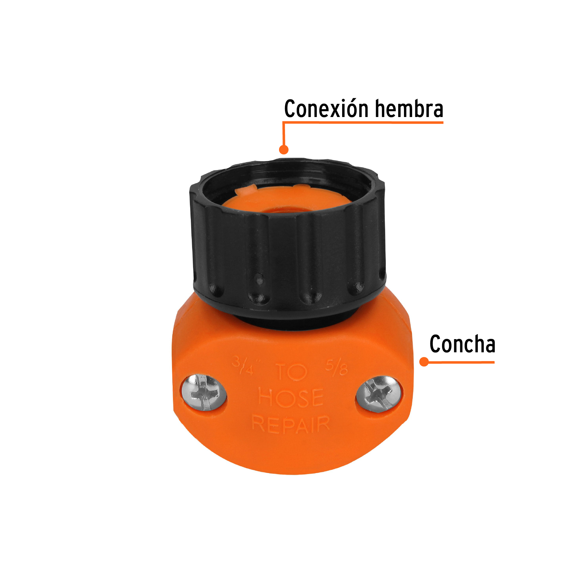 Conector 5/8"-3/4" hembra de ABS para manguera, TRUPER TRUPER